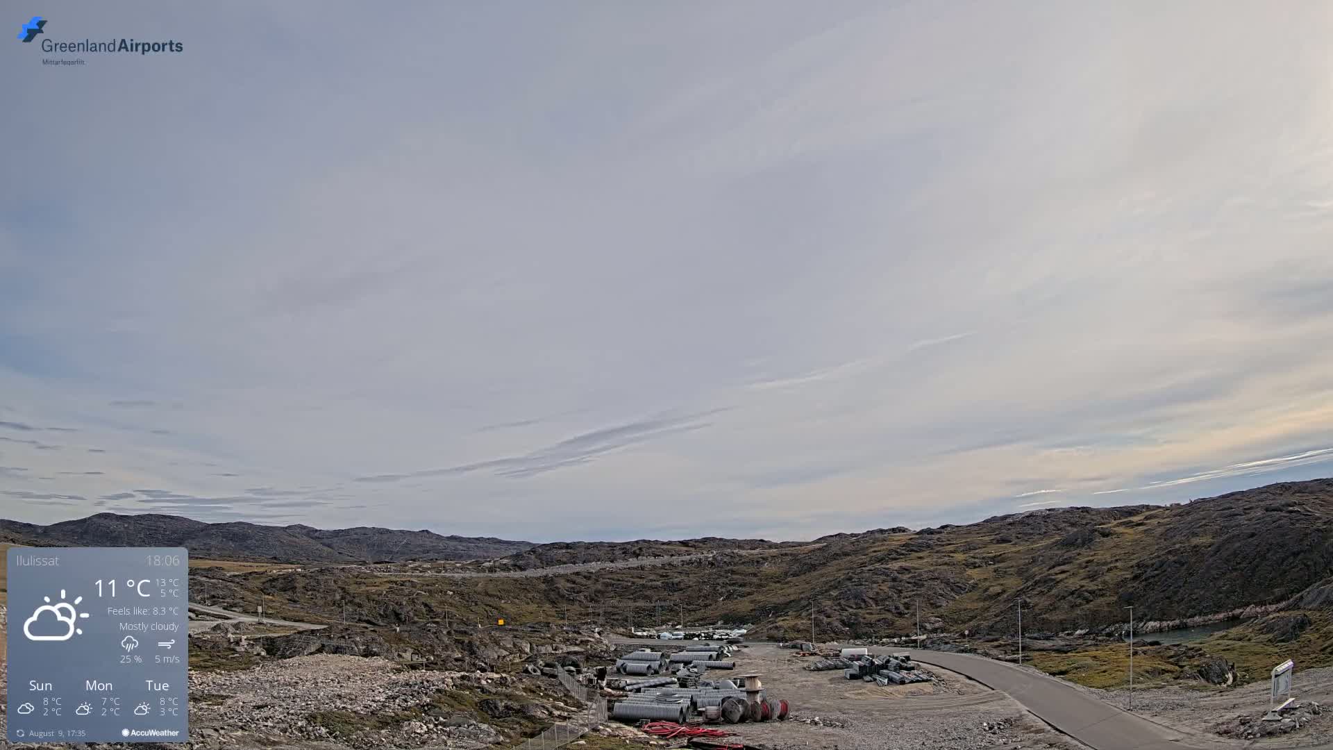 Ilulissat Airport South Gate View Live Cam JAV / BGJN - Ilulissat, Avannaata, Greenland, Denmark