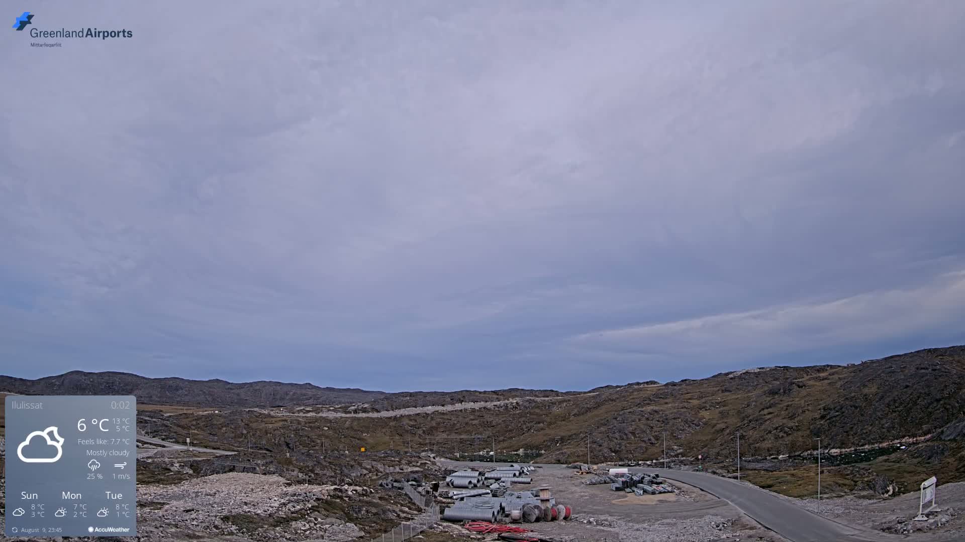 Ilulissat Airport South Gate View Live Cam JAV / BGJN - Ilulissat, Avannaata, Greenland, Denmark