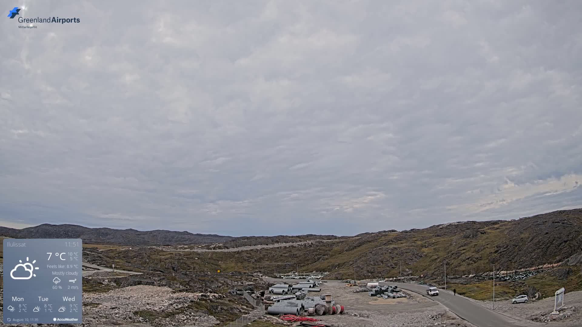 Ilulissat Airport South Gate View Live Cam JAV / BGJN - Ilulissat, Avannaata, Greenland, Denmark