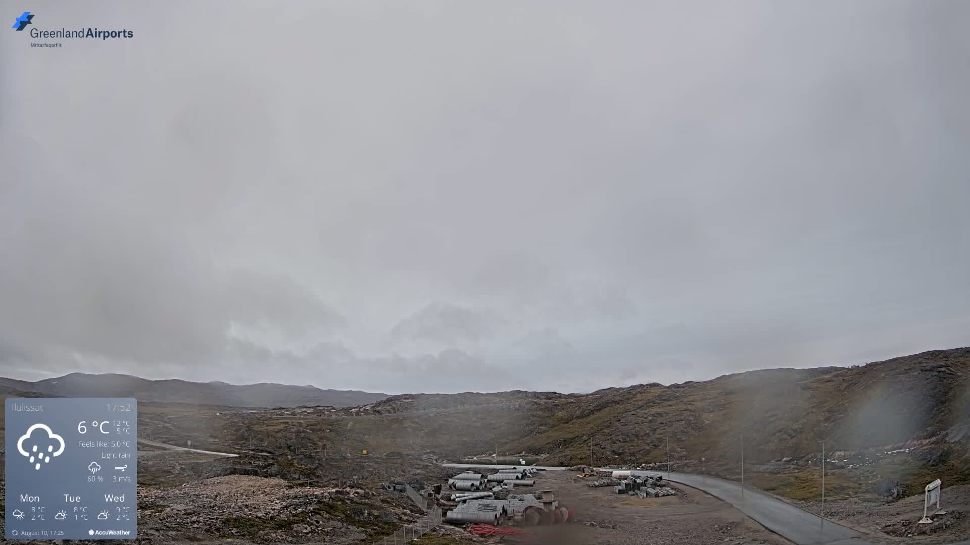 Ilulissat Airport South Gate View Live Cam JAV / BGJN - Ilulissat, Avannaata, Greenland, Denmark
