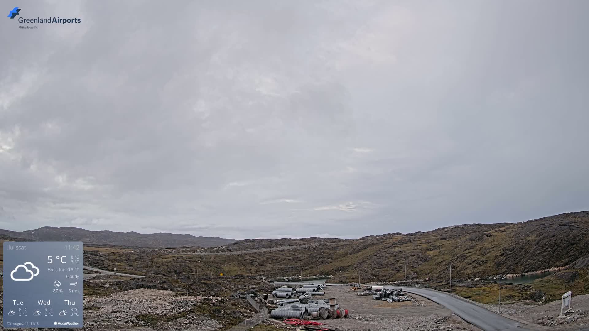 Ilulissat Airport South Gate View Live Cam JAV / BGJN - Ilulissat, Avannaata, Greenland, Denmark