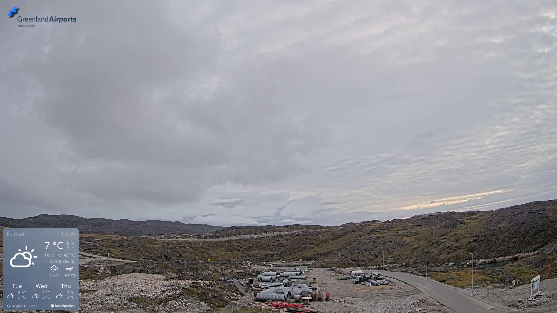 Ilulissat Airport South Gate View Live Cam JAV / BGJN - Ilulissat, Avannaata, Greenland, Denmark