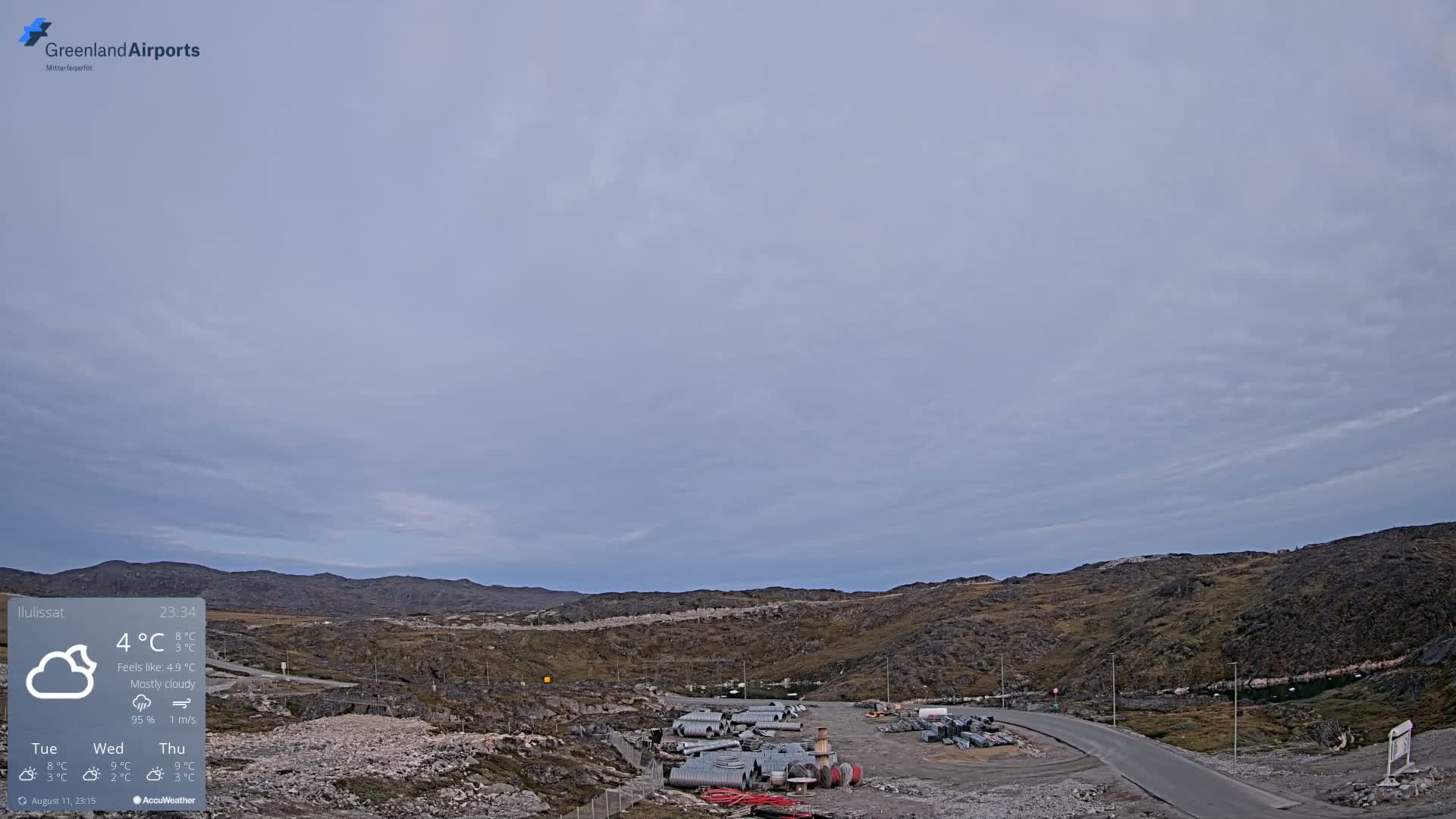 Ilulissat Airport South Gate View Live Cam JAV / BGJN - Ilulissat, Avannaata, Greenland, Denmark