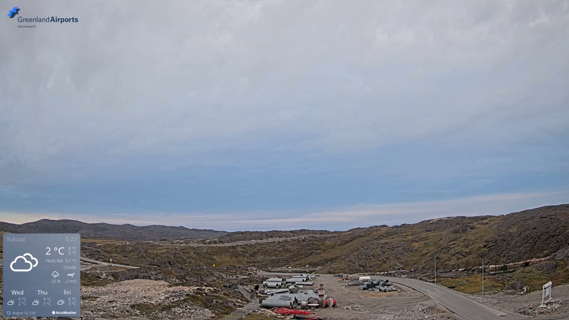 Ilulissat Airport South Gate View Live Cam JAV / BGJN - Ilulissat, Avannaata, Greenland, Denmark