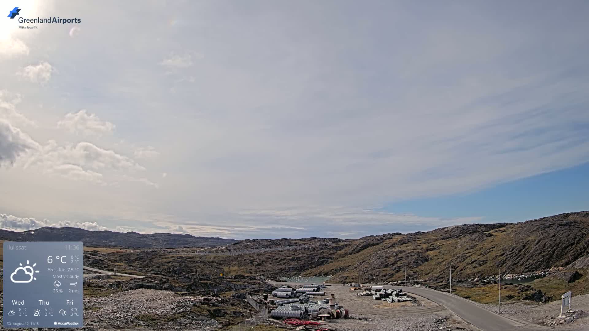 Ilulissat Airport South Gate View Live Cam JAV / BGJN - Ilulissat, Avannaata, Greenland, Denmark