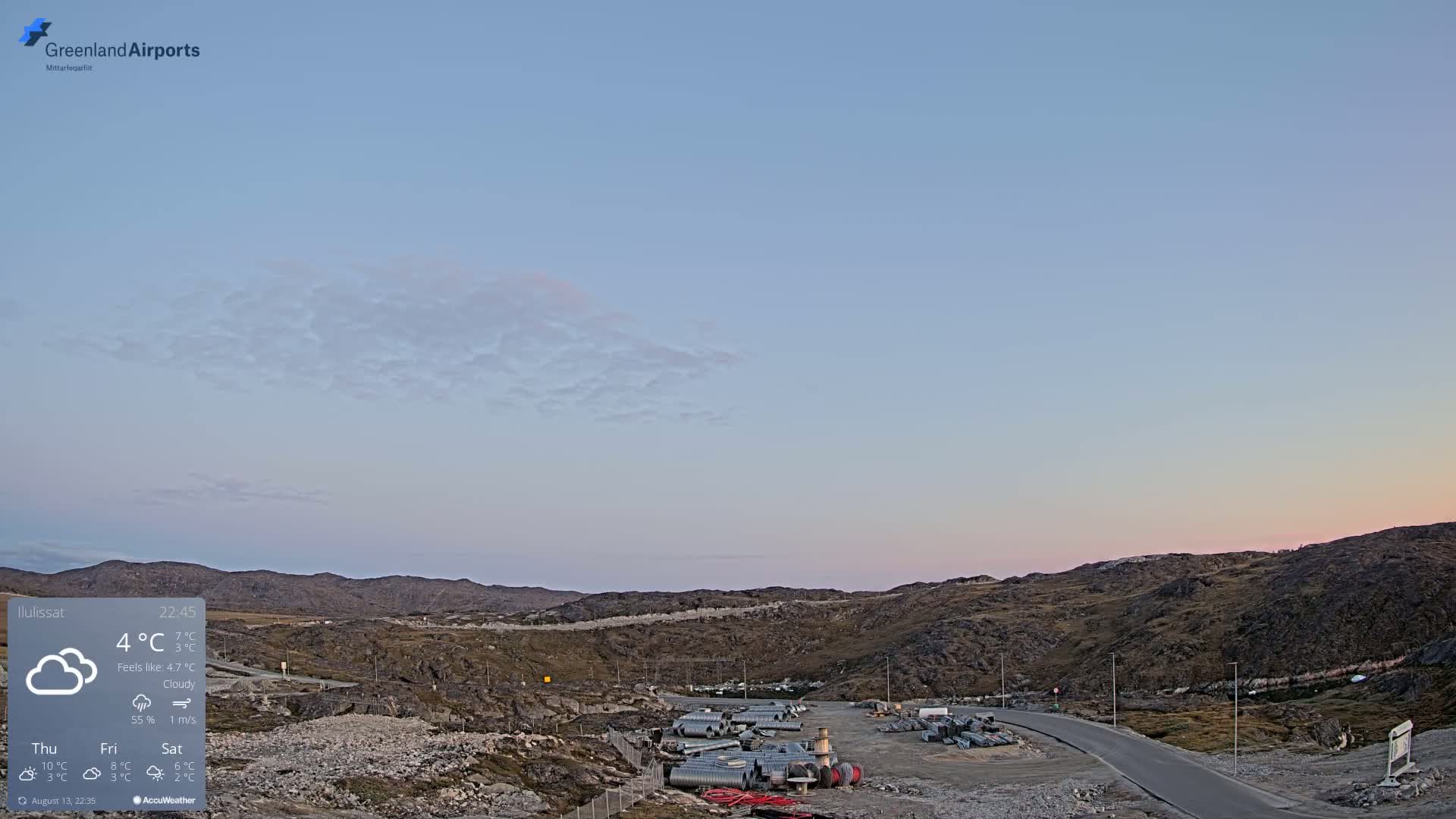 Ilulissat Airport South Gate View Live Cam JAV / BGJN - Ilulissat, Avannaata, Greenland, Denmark