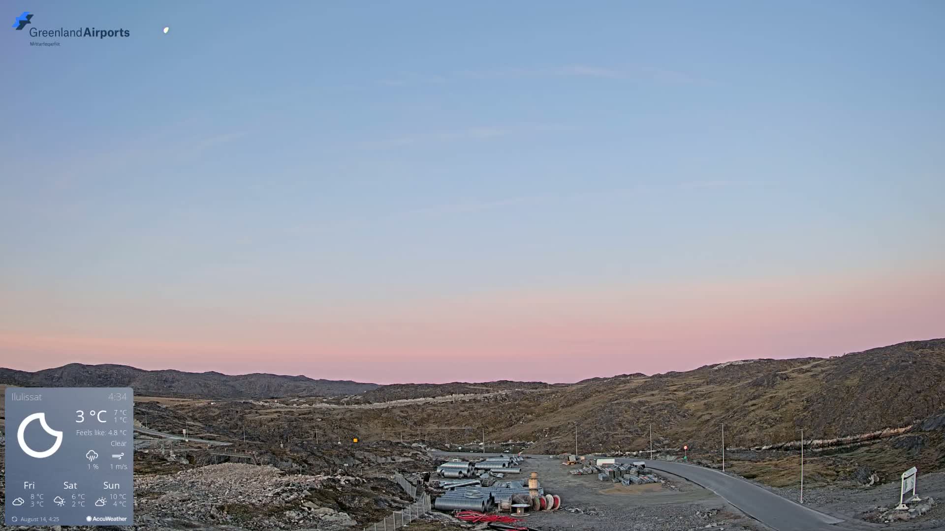 Ilulissat Airport South Gate View Live Cam JAV / BGJN - Ilulissat, Avannaata, Greenland, Denmark