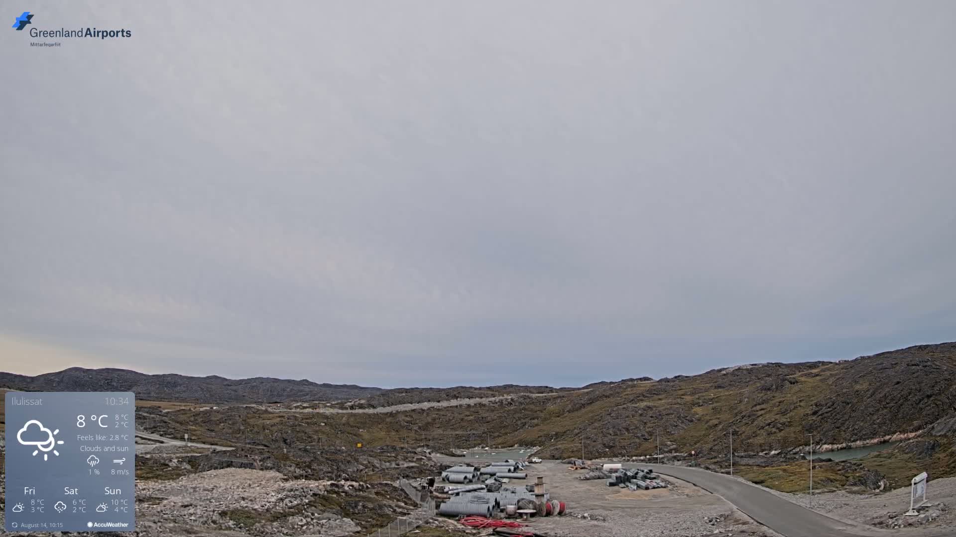 Ilulissat Airport South Gate View Live Cam JAV / BGJN - Ilulissat, Avannaata, Greenland, Denmark