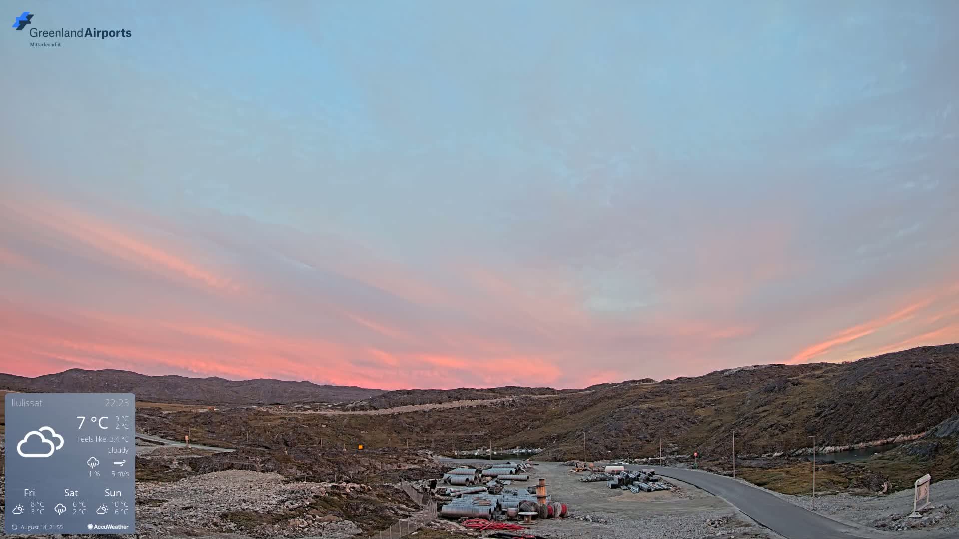 Ilulissat Airport South Gate View Live Cam JAV / BGJN - Ilulissat, Avannaata, Greenland, Denmark