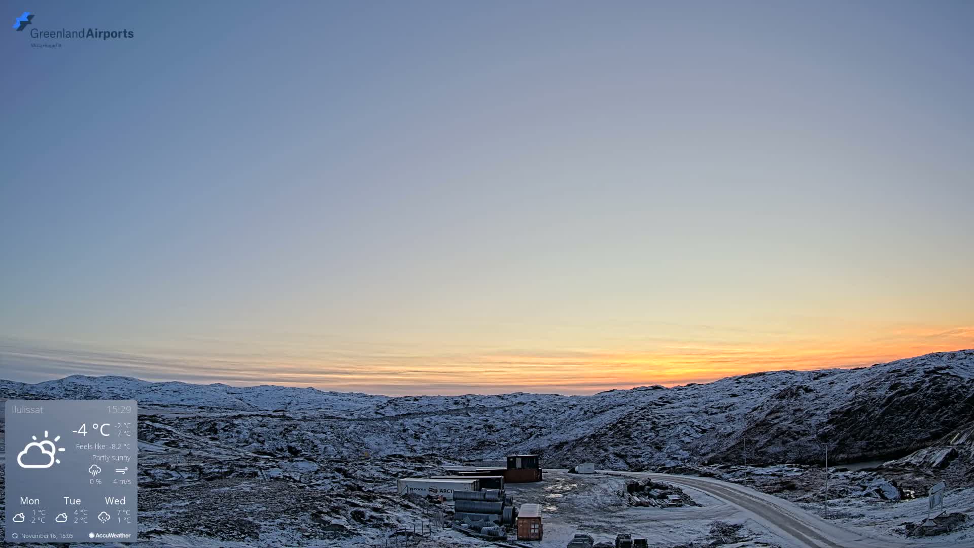 Ilulissat Airport South Gate View Live Cam JAV / BGJN - Ilulissat, Avannaata, Greenland, Denmark