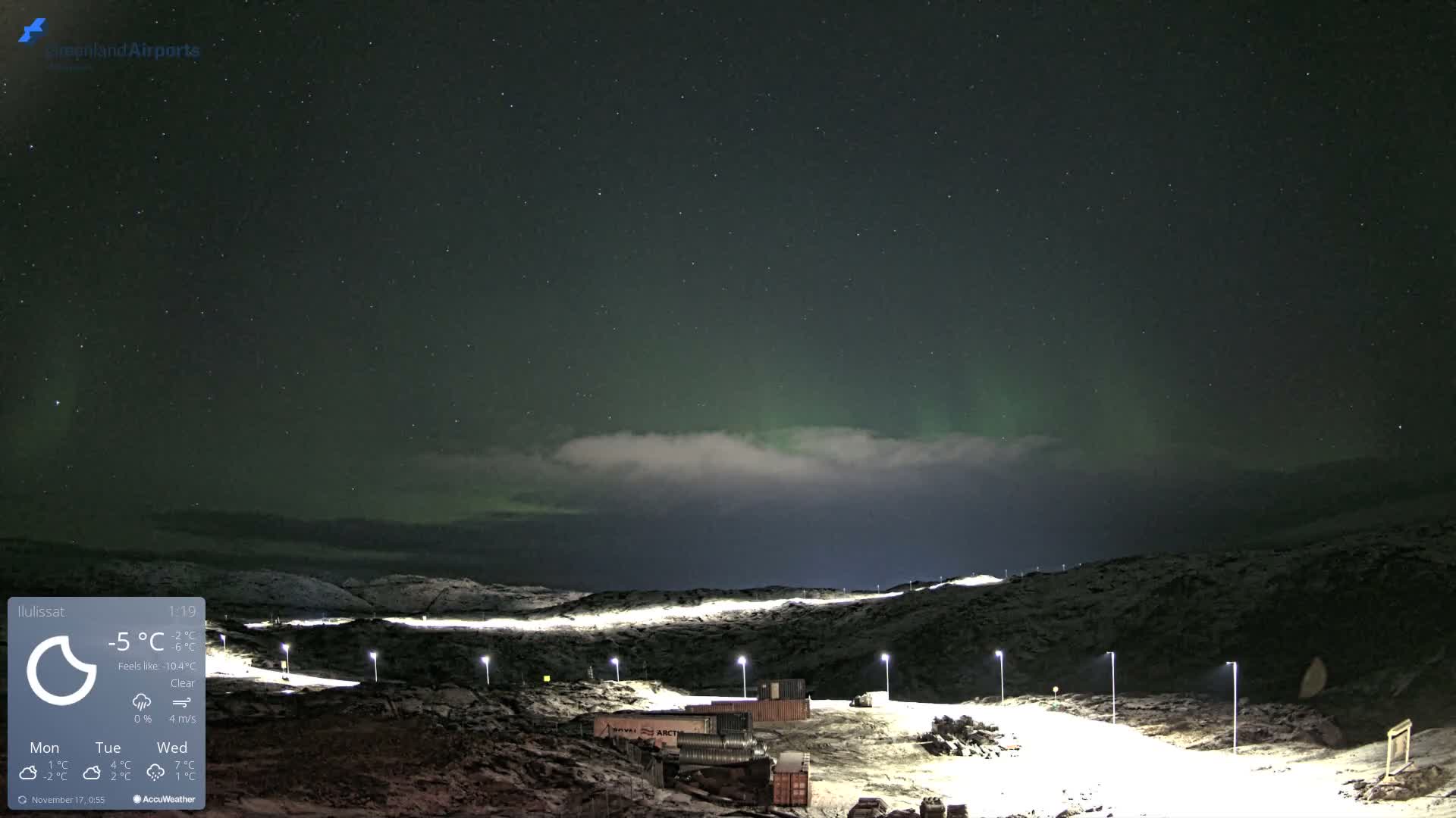 Ilulissat Airport South Gate View Live Cam JAV / BGJN - Ilulissat, Avannaata, Greenland, Denmark