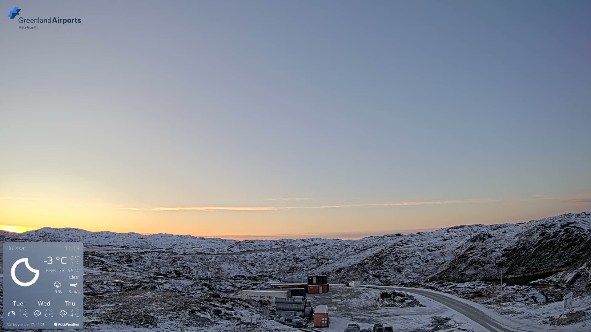 Ilulissat Airport South Gate View Live Cam JAV / BGJN - Ilulissat, Avannaata, Greenland, Denmark