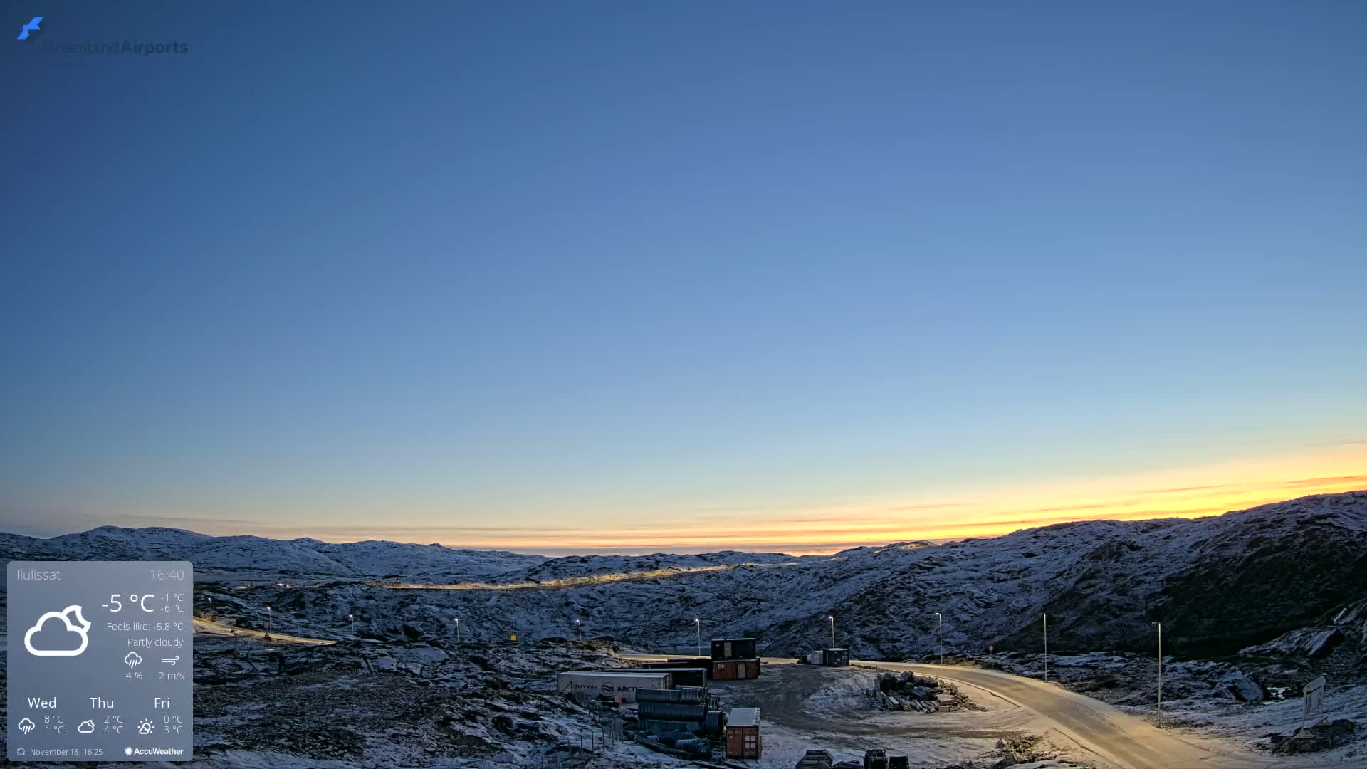 Ilulissat Airport South Gate View Live Cam JAV / BGJN - Ilulissat, Avannaata, Greenland, Denmark