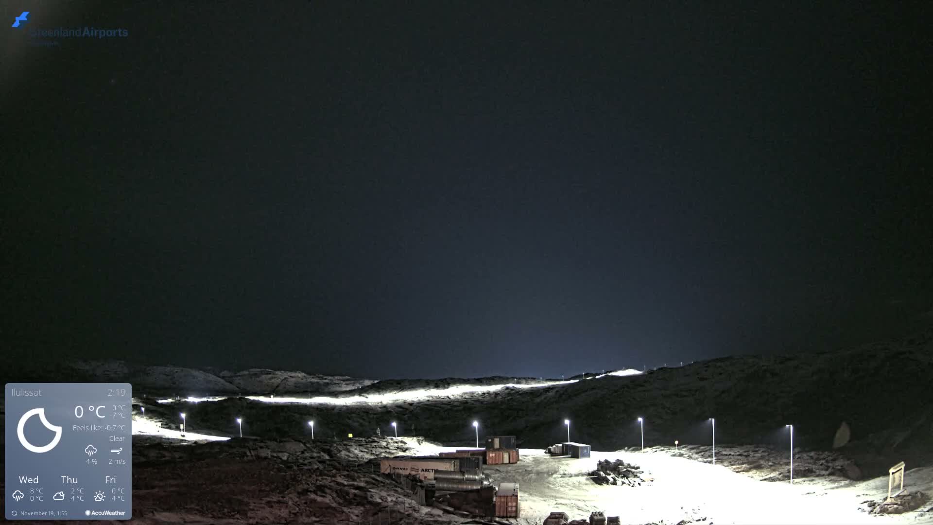 Ilulissat Airport South Gate View Live Cam JAV / BGJN - Ilulissat, Avannaata, Greenland, Denmark