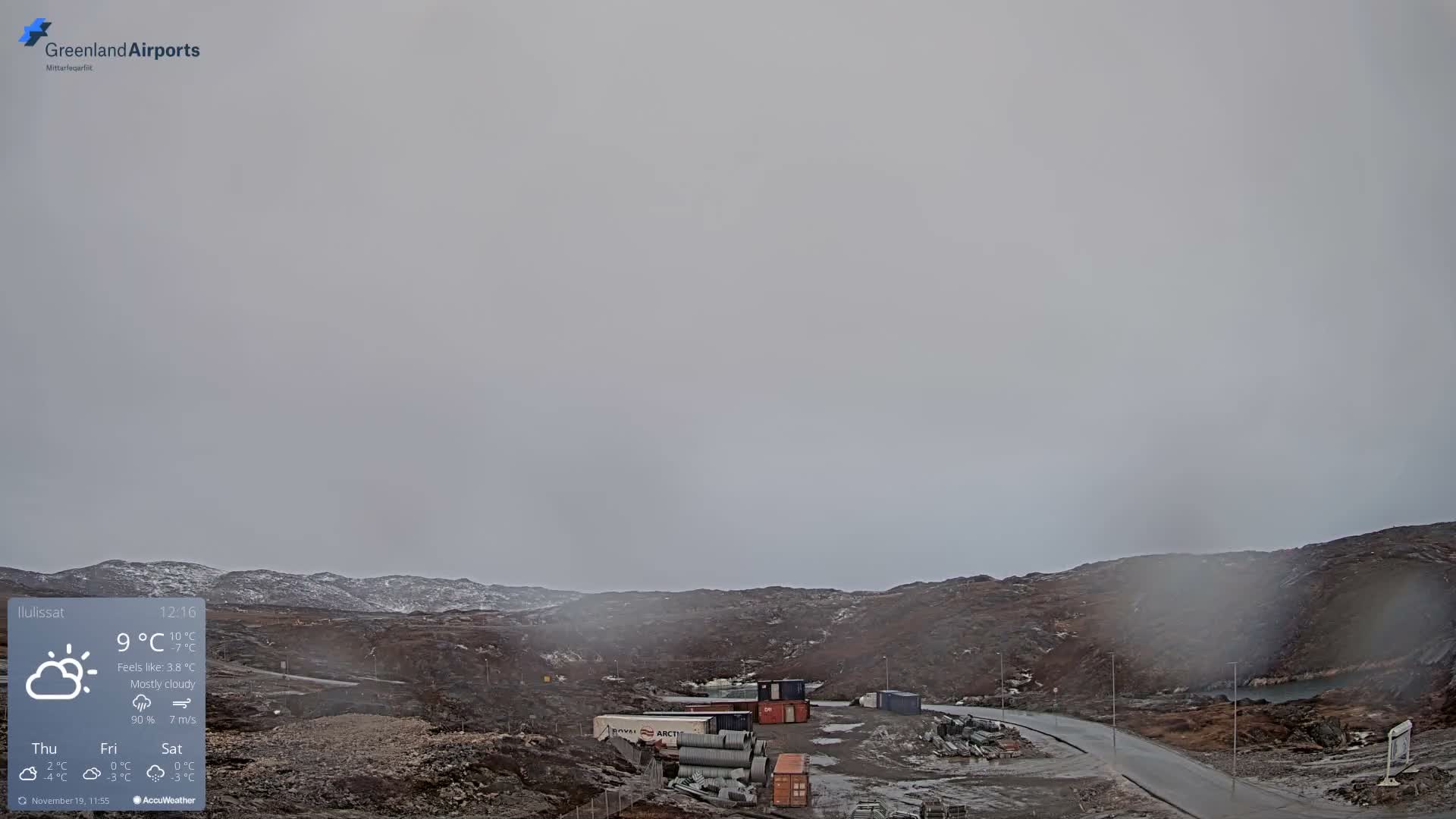 Ilulissat Airport South Gate View Live Cam JAV / BGJN - Ilulissat, Avannaata, Greenland, Denmark