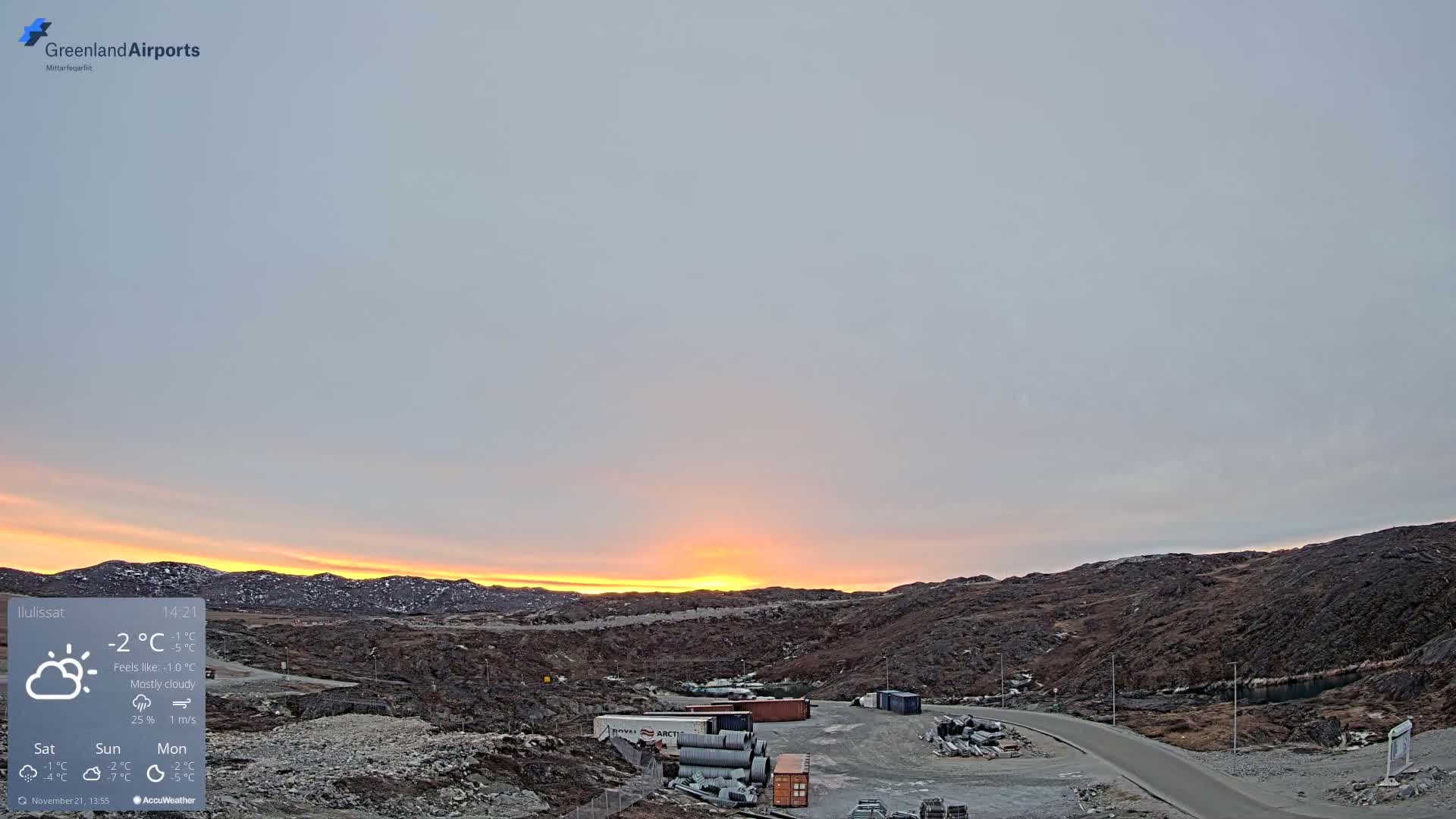 Ilulissat Airport South Gate View Live Cam JAV / BGJN - Ilulissat, Avannaata, Greenland, Denmark
