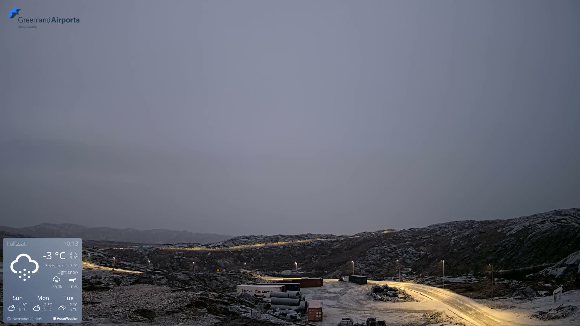 Ilulissat Airport South Gate View Live Cam JAV / BGJN - Ilulissat, Avannaata, Greenland, Denmark