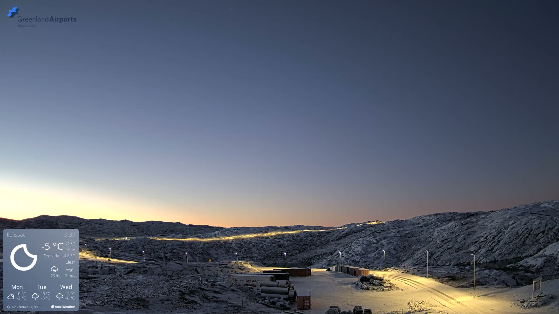 Ilulissat Airport South Gate View Live Cam JAV / BGJN - Ilulissat, Avannaata, Greenland, Denmark