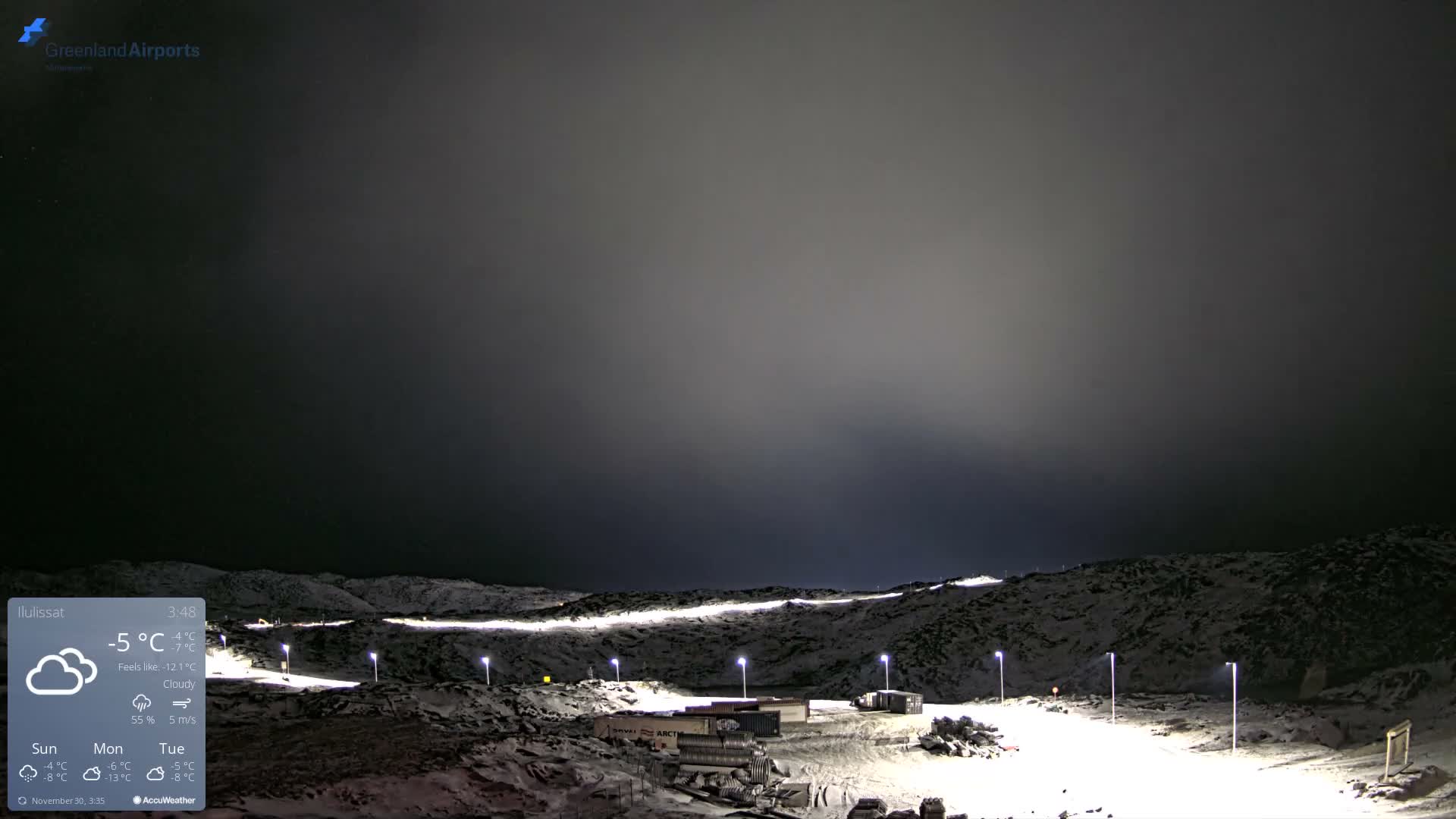Ilulissat Airport South Gate View Live Cam JAV / BGJN - Ilulissat, Avannaata, Greenland, Denmark