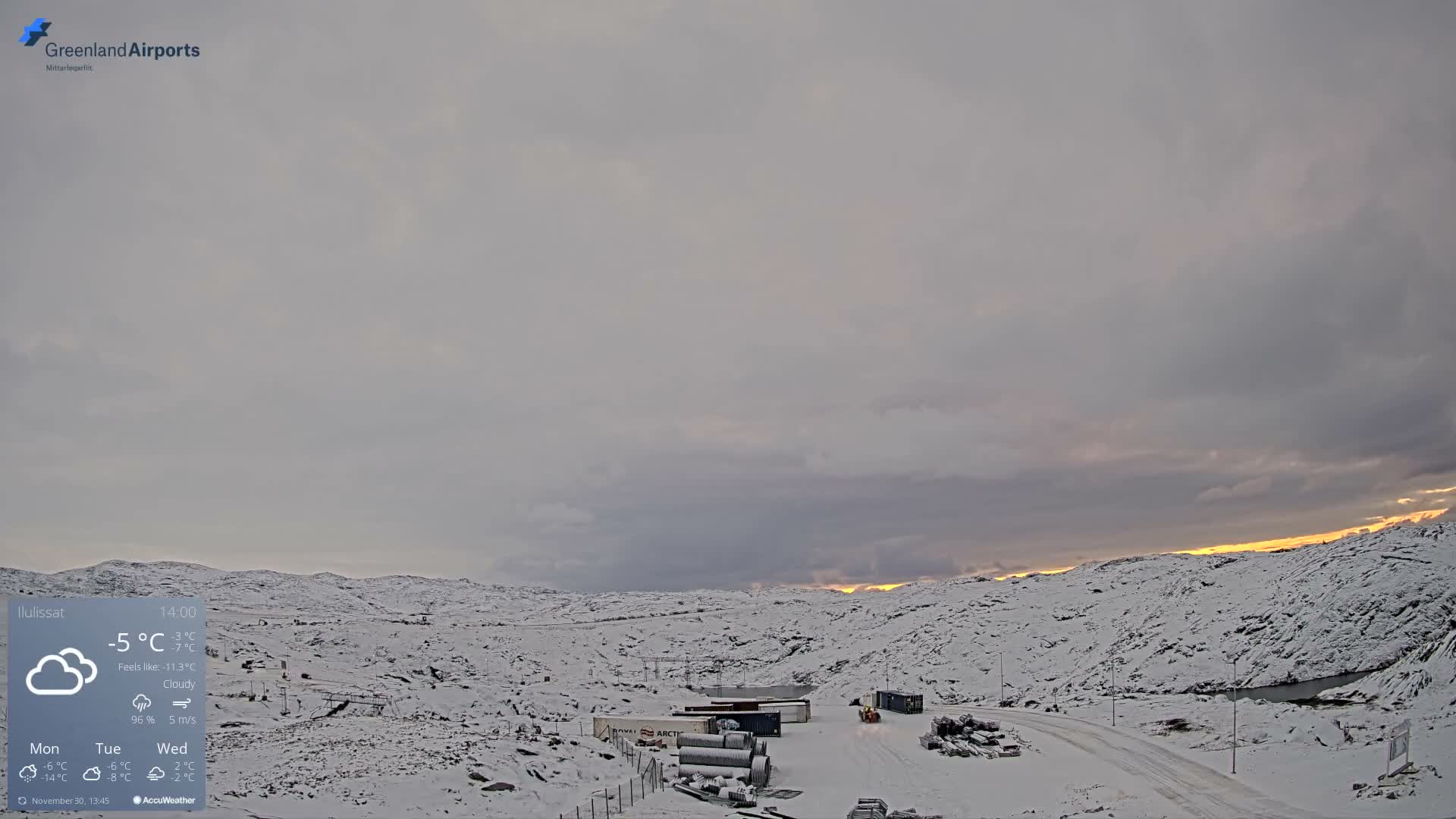 Ilulissat Airport South Gate View Live Cam JAV / BGJN - Ilulissat, Avannaata, Greenland, Denmark