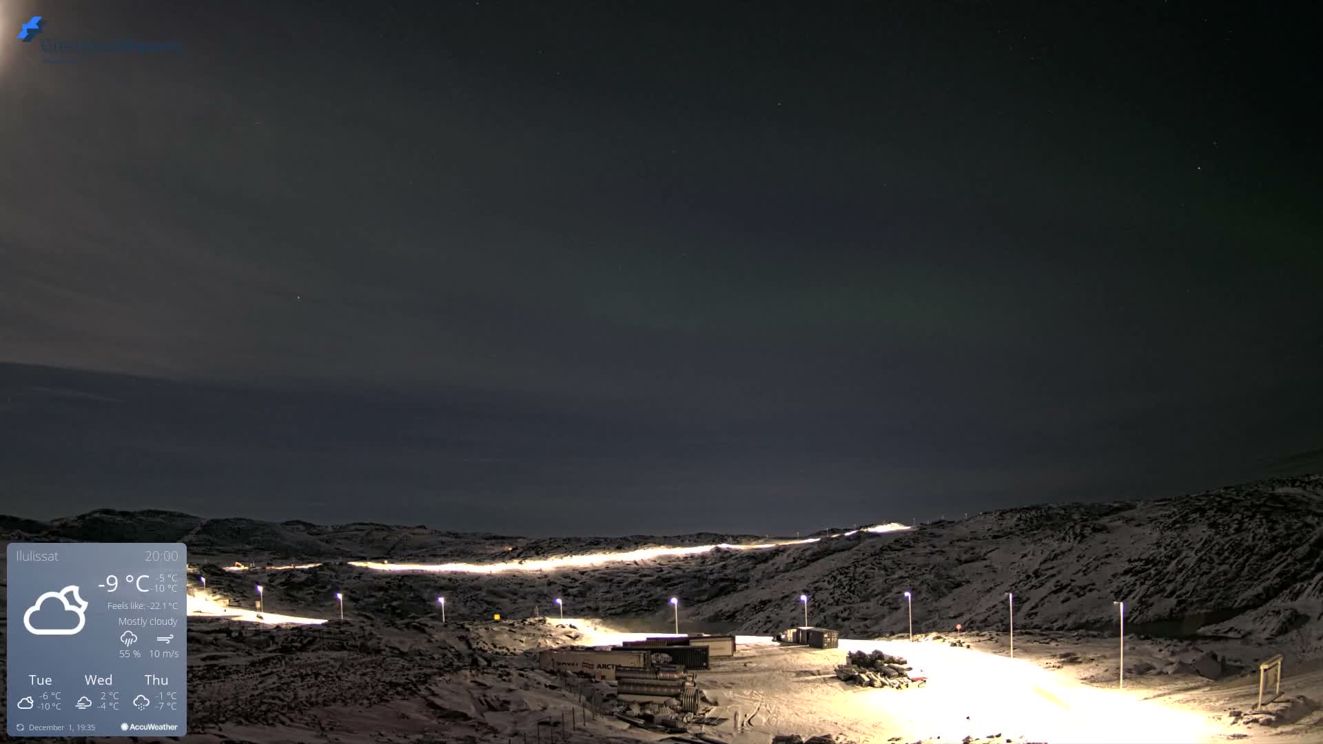 Ilulissat Airport South Gate View Live Cam JAV / BGJN - Ilulissat, Avannaata, Greenland, Denmark