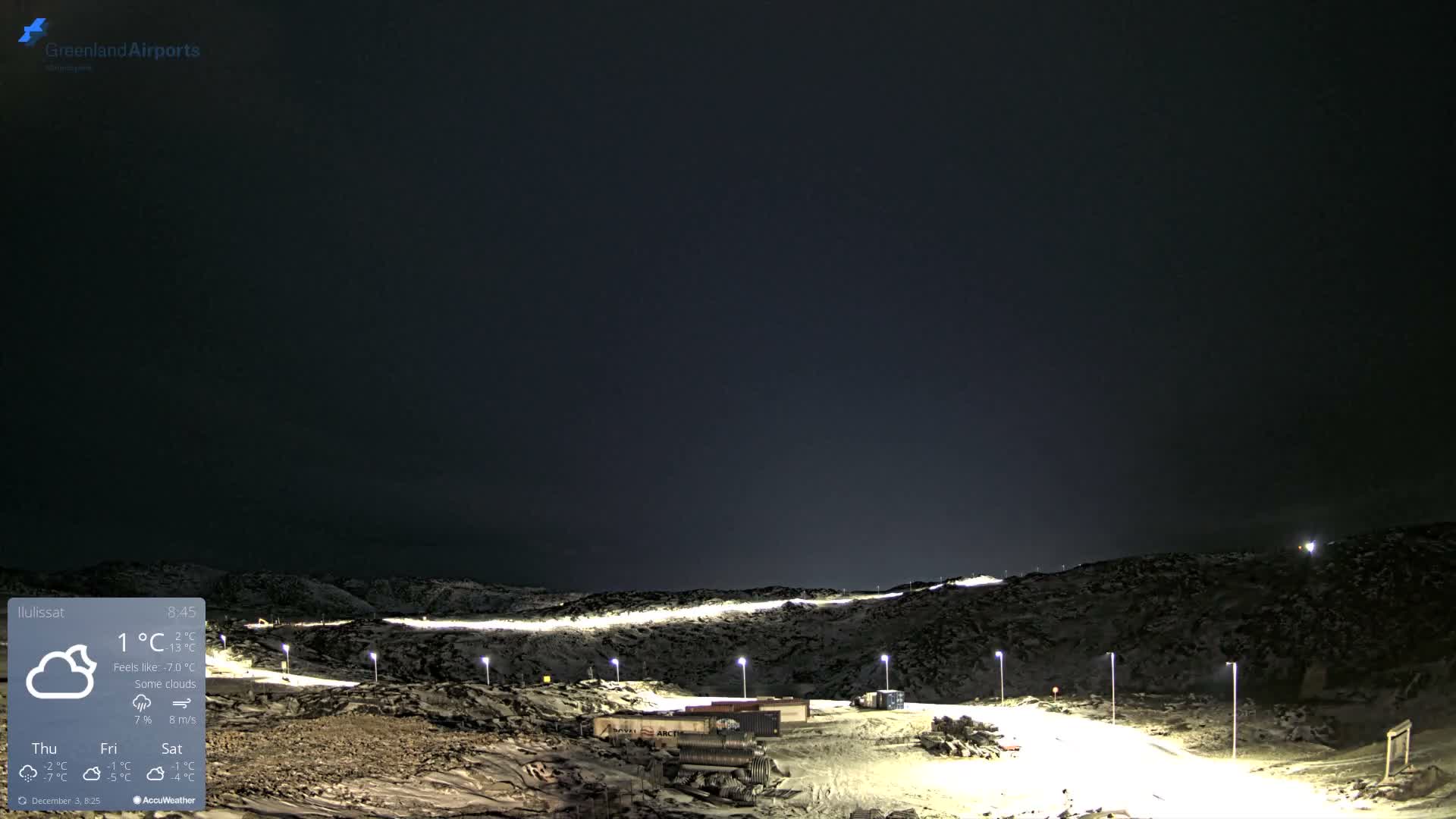 Ilulissat Airport South Gate View Live Cam JAV / BGJN - Ilulissat, Avannaata, Greenland, Denmark