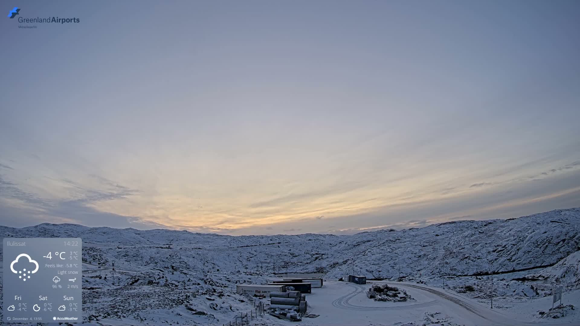 Ilulissat Airport South Gate View Live Cam JAV / BGJN - Ilulissat, Avannaata, Greenland, Denmark