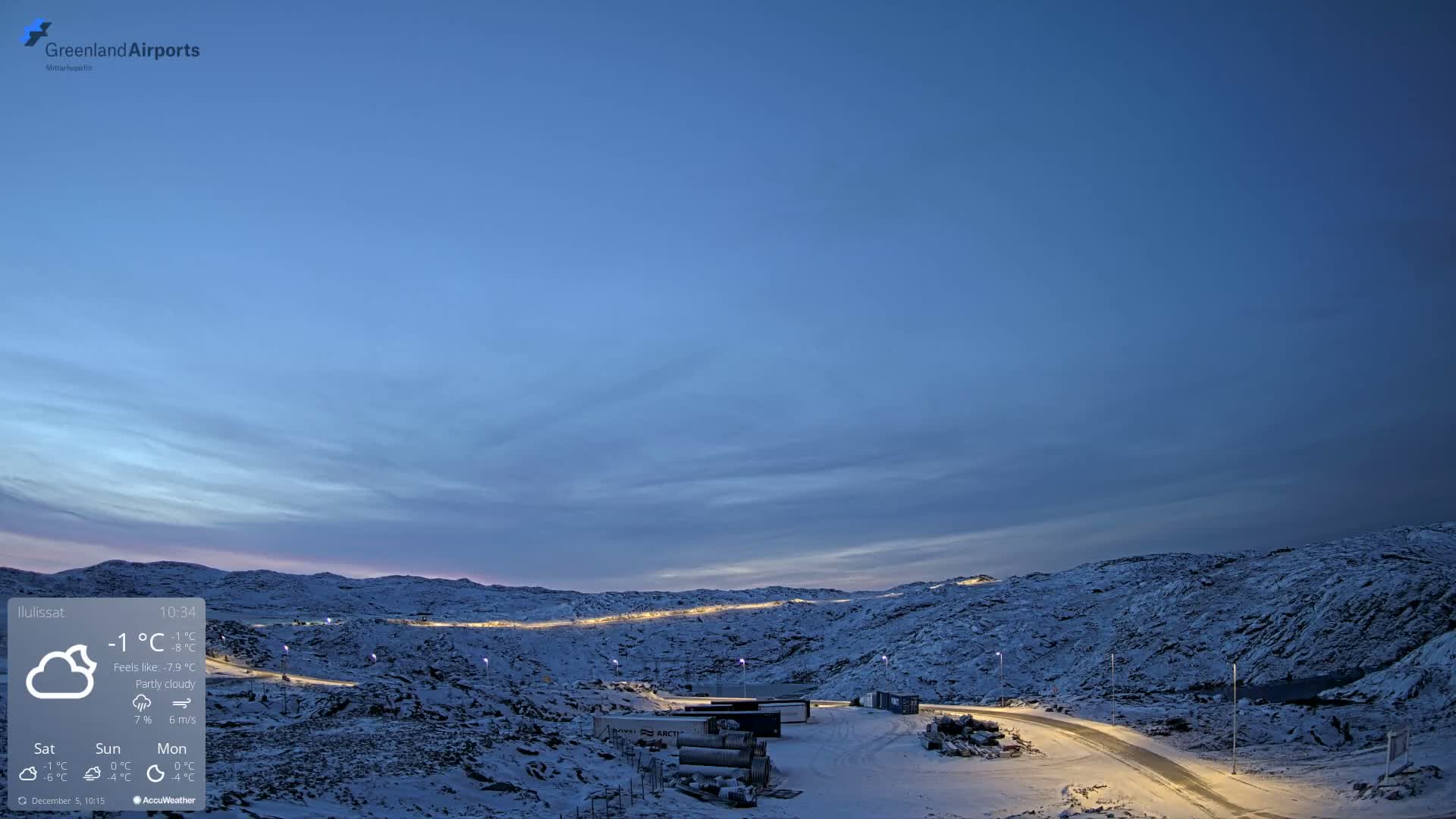 Ilulissat Airport South Gate View Live Cam JAV / BGJN - Ilulissat, Avannaata, Greenland, Denmark