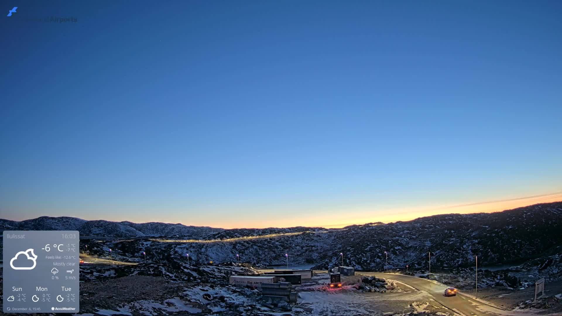 Ilulissat Airport South Gate View Live Cam JAV / BGJN - Ilulissat, Avannaata, Greenland, Denmark
