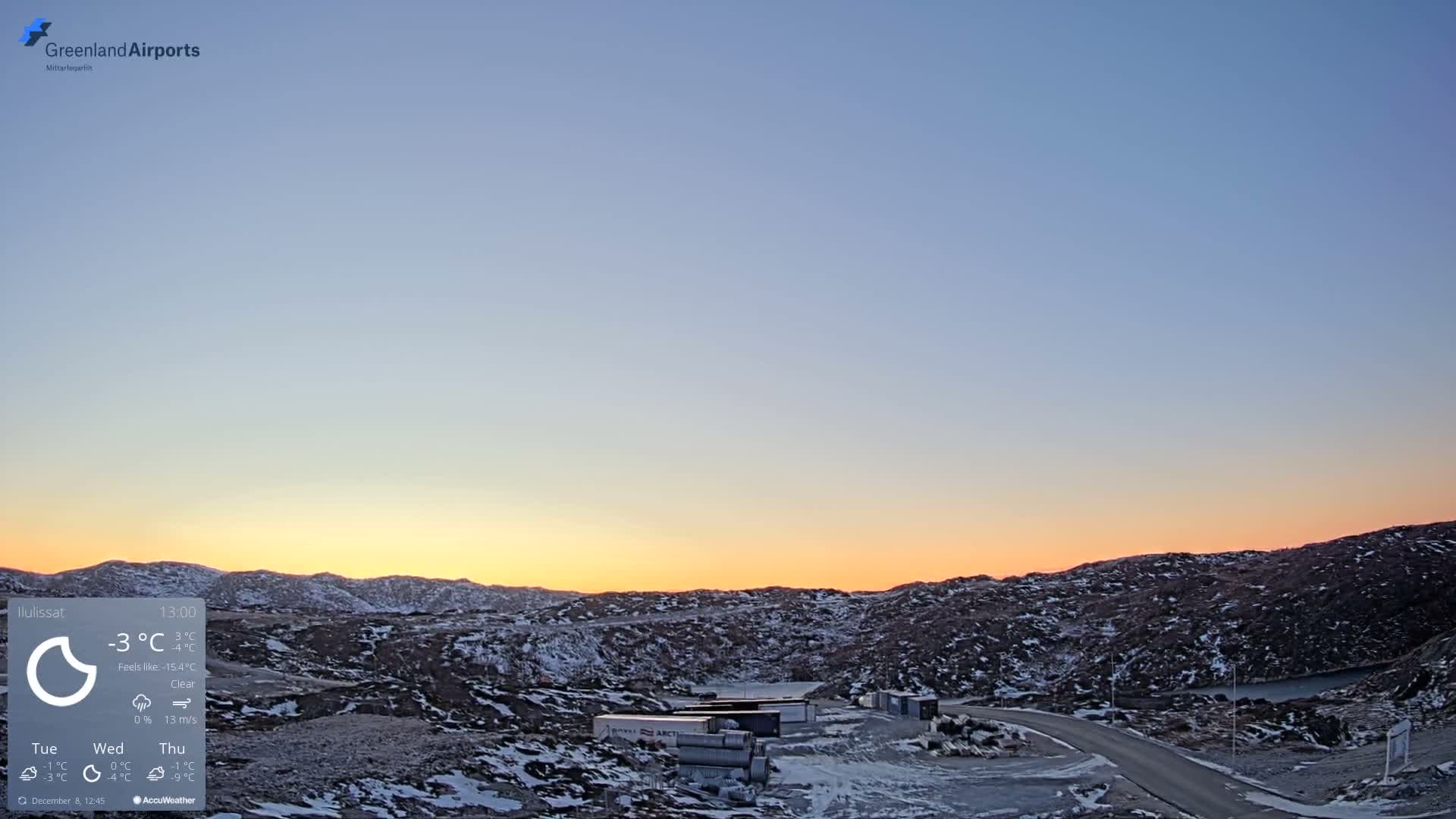 Ilulissat Airport South Gate View Live Cam JAV / BGJN - Ilulissat, Avannaata, Greenland, Denmark