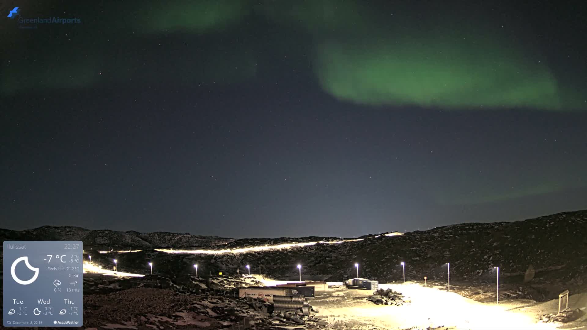 Ilulissat Airport South Gate View Live Cam JAV / BGJN - Ilulissat, Avannaata, Greenland, Denmark