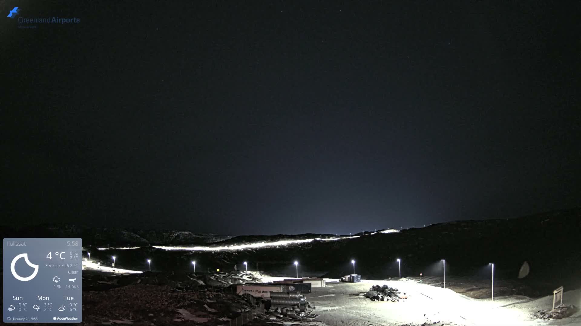 Ilulissat Airport South Gate View Live Cam JAV / BGJN - Ilulissat, Avannaata, Greenland, Denmark