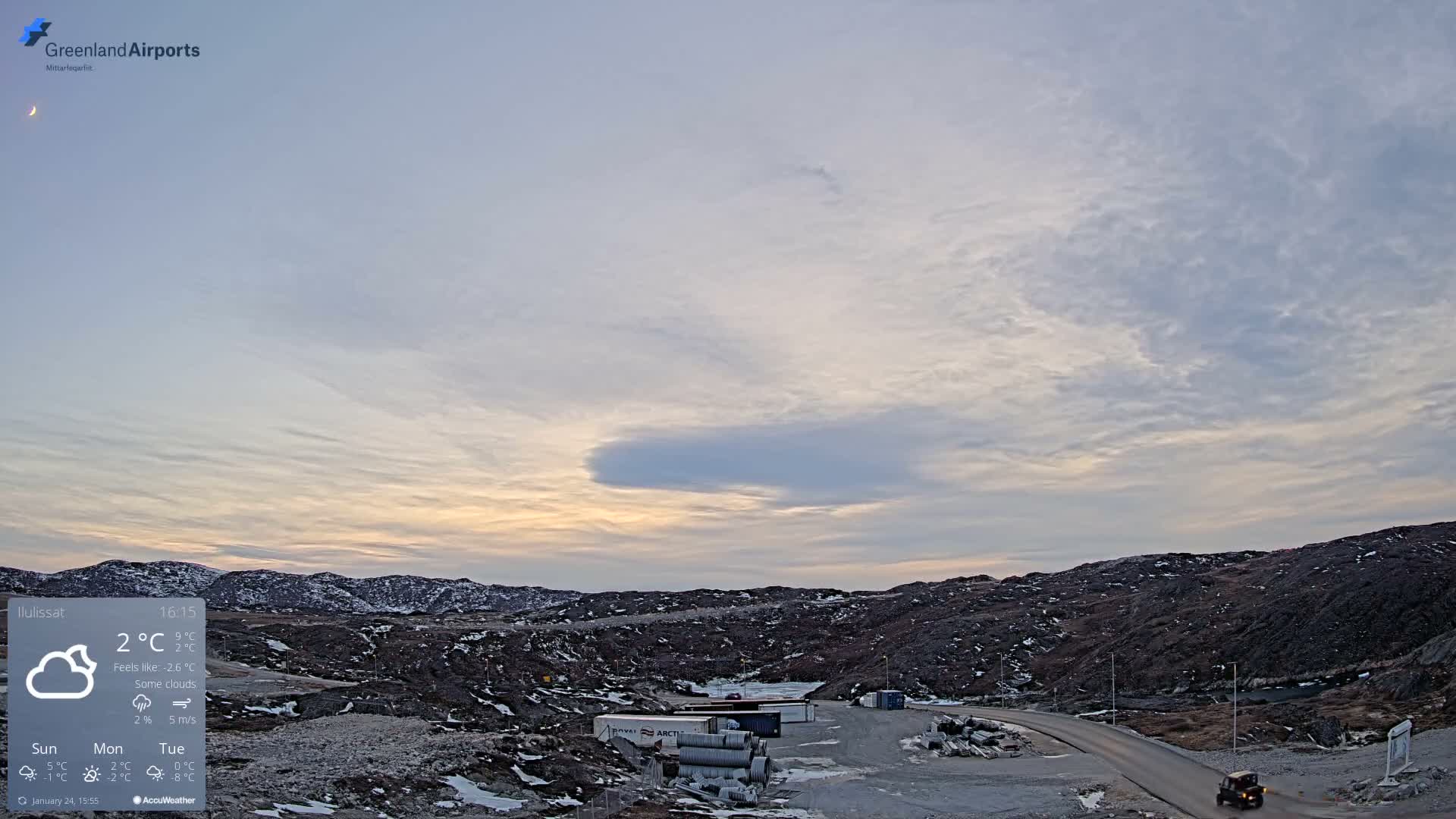 Ilulissat Airport South Gate View Live Cam JAV / BGJN - Ilulissat, Avannaata, Greenland, Denmark