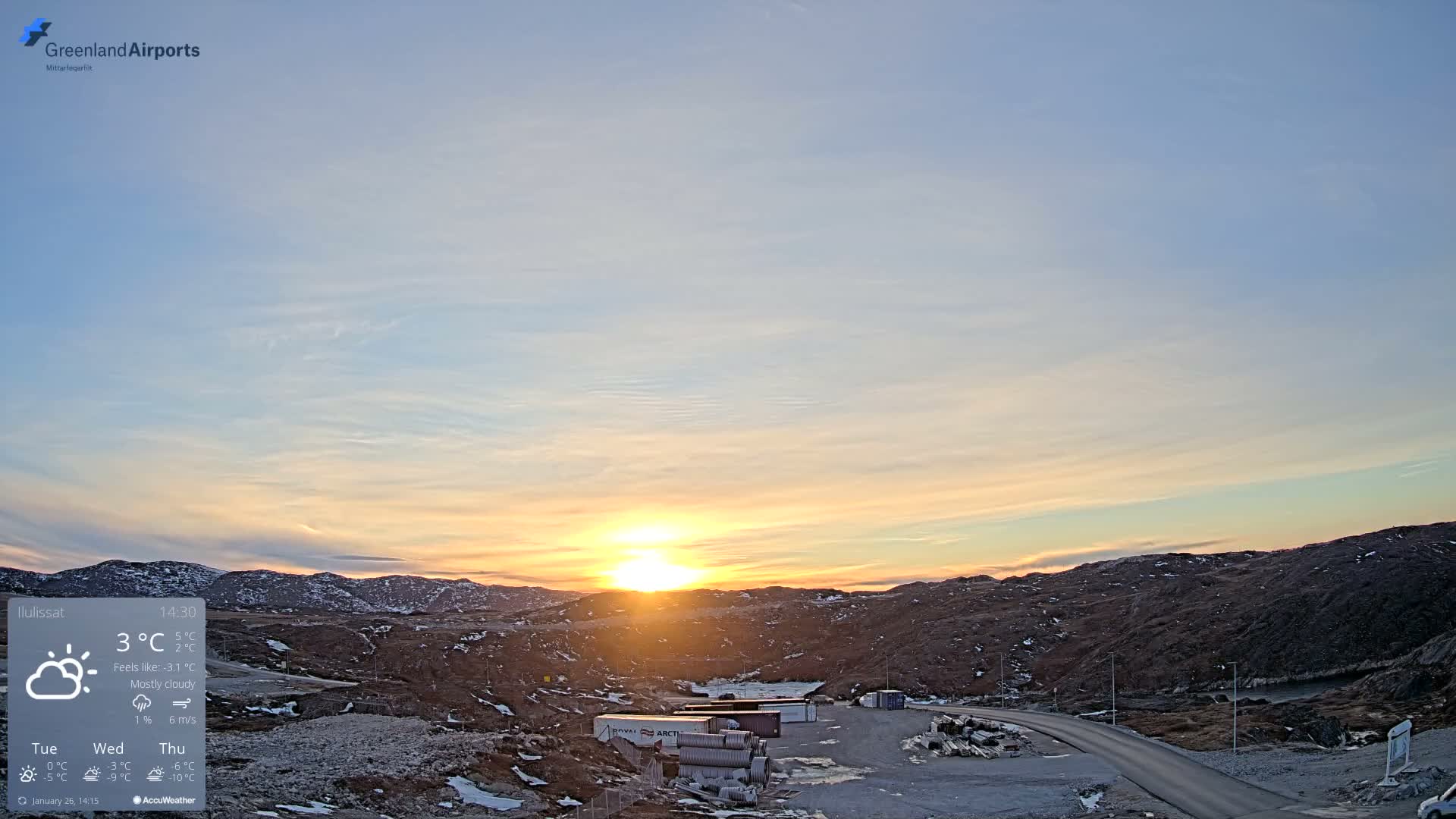 Ilulissat Airport South Gate View Live Cam JAV / BGJN - Ilulissat, Avannaata, Greenland, Denmark