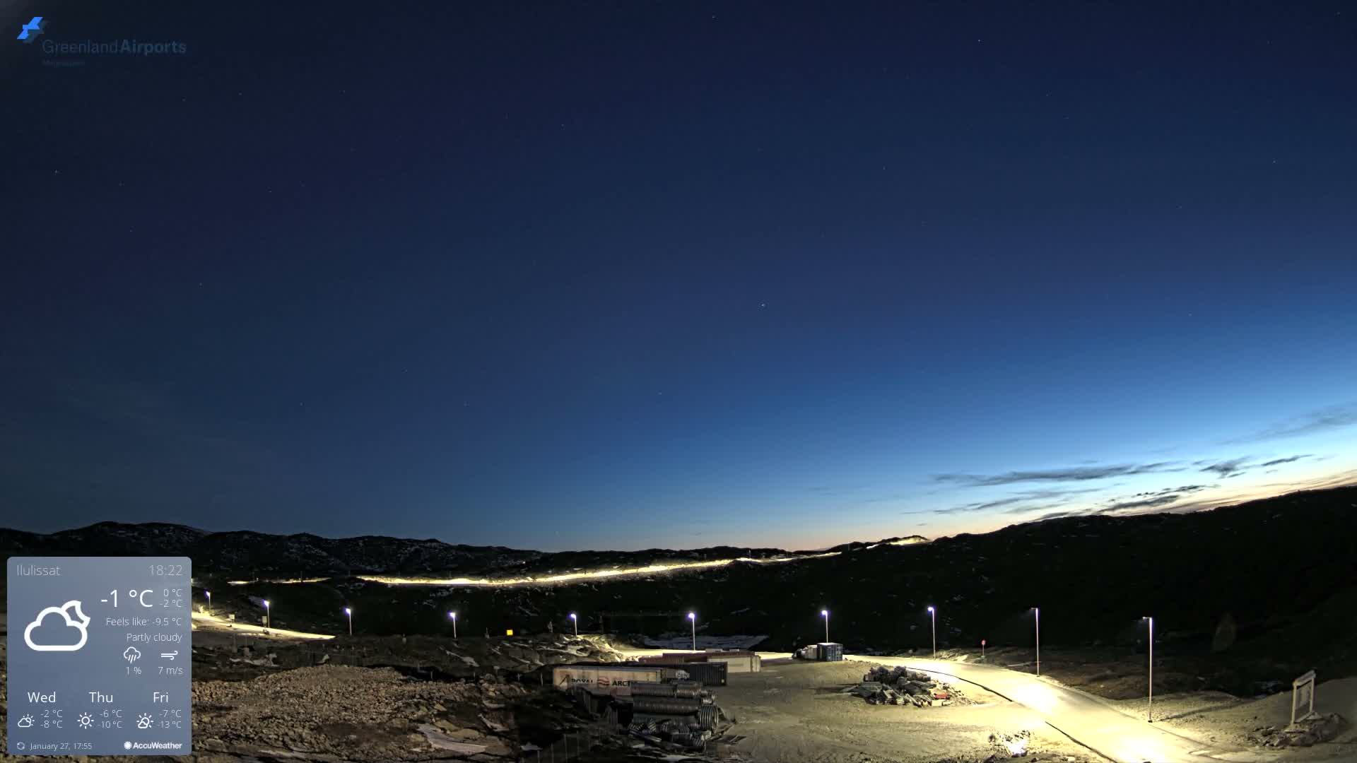 Ilulissat Airport South Gate View Live Cam JAV / BGJN - Ilulissat, Avannaata, Greenland, Denmark