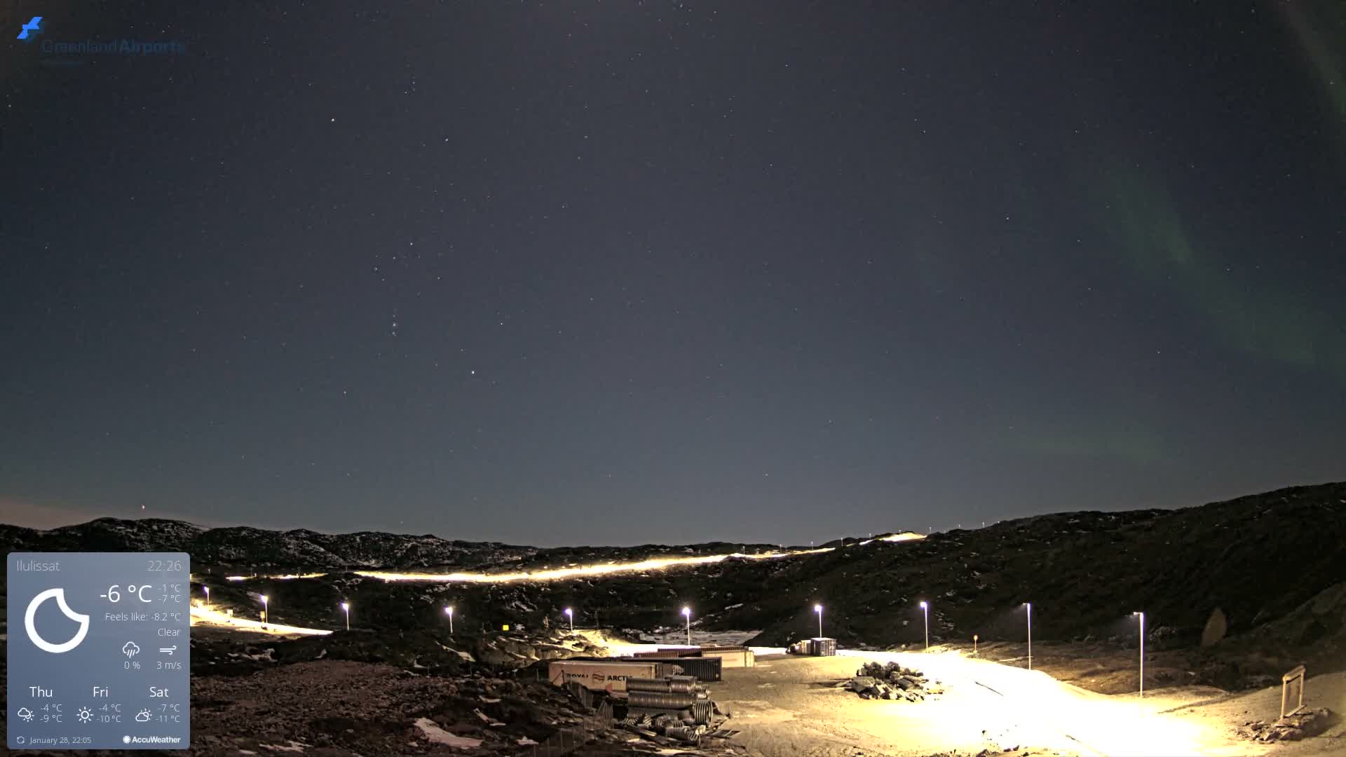 Ilulissat Airport South Gate View Live Cam JAV / BGJN - Ilulissat, Avannaata, Greenland, Denmark