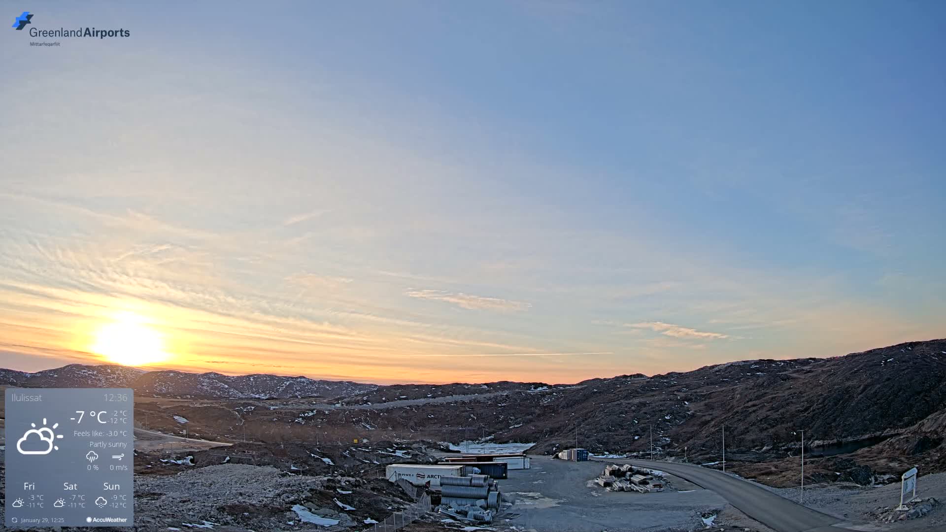 Ilulissat Airport South Gate View Live Cam JAV / BGJN - Ilulissat, Avannaata, Greenland, Denmark