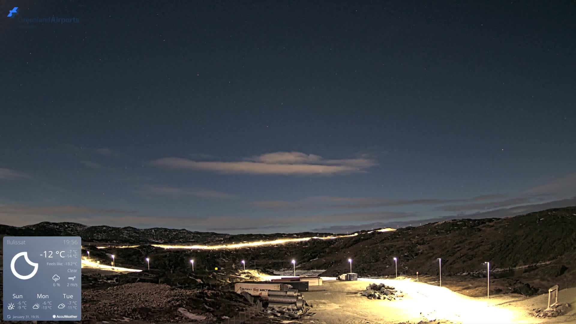 Ilulissat Airport South Gate View Live Cam JAV / BGJN - Ilulissat, Avannaata, Greenland, Denmark