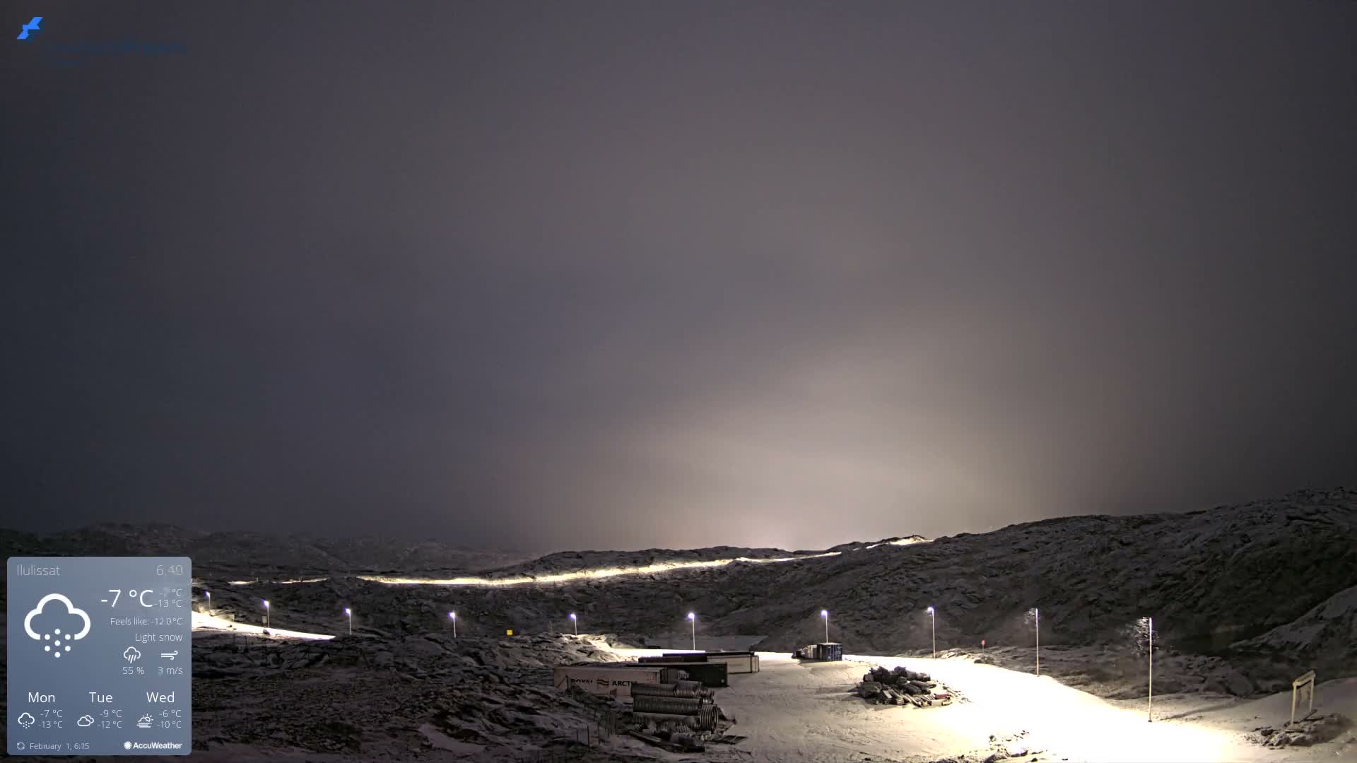 Ilulissat Airport South Gate View Live Cam JAV / BGJN - Ilulissat, Avannaata, Greenland, Denmark