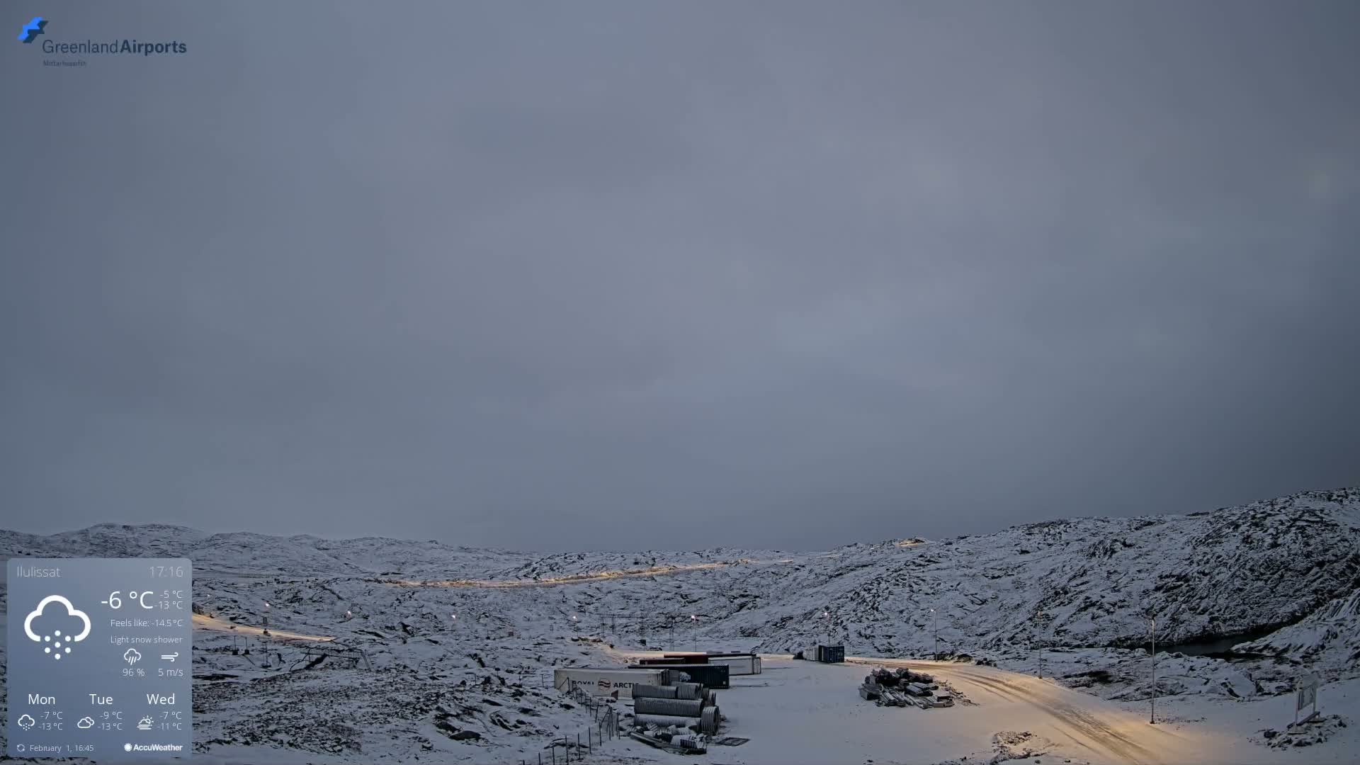 Ilulissat Airport South Gate View Live Cam JAV / BGJN - Ilulissat, Avannaata, Greenland, Denmark