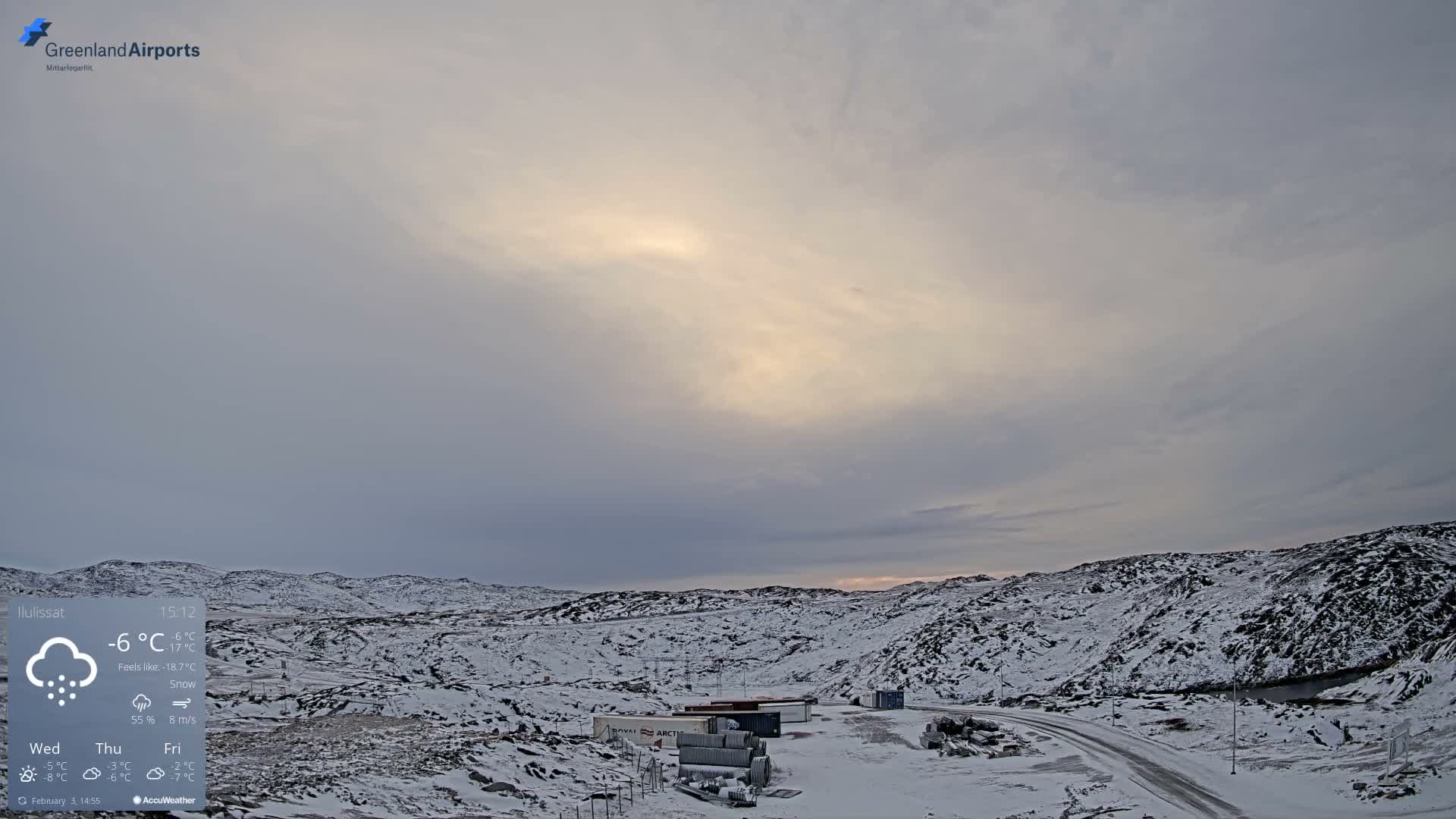 Ilulissat Airport South Gate View Live Cam JAV / BGJN - Ilulissat, Avannaata, Greenland, Denmark