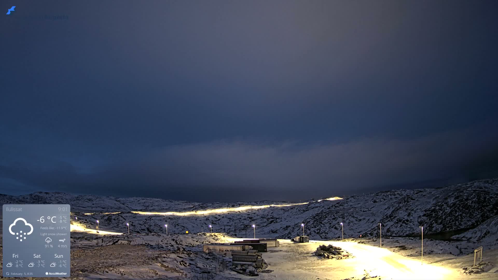 Ilulissat Airport South Gate View Live Cam JAV / BGJN - Ilulissat, Avannaata, Greenland, Denmark