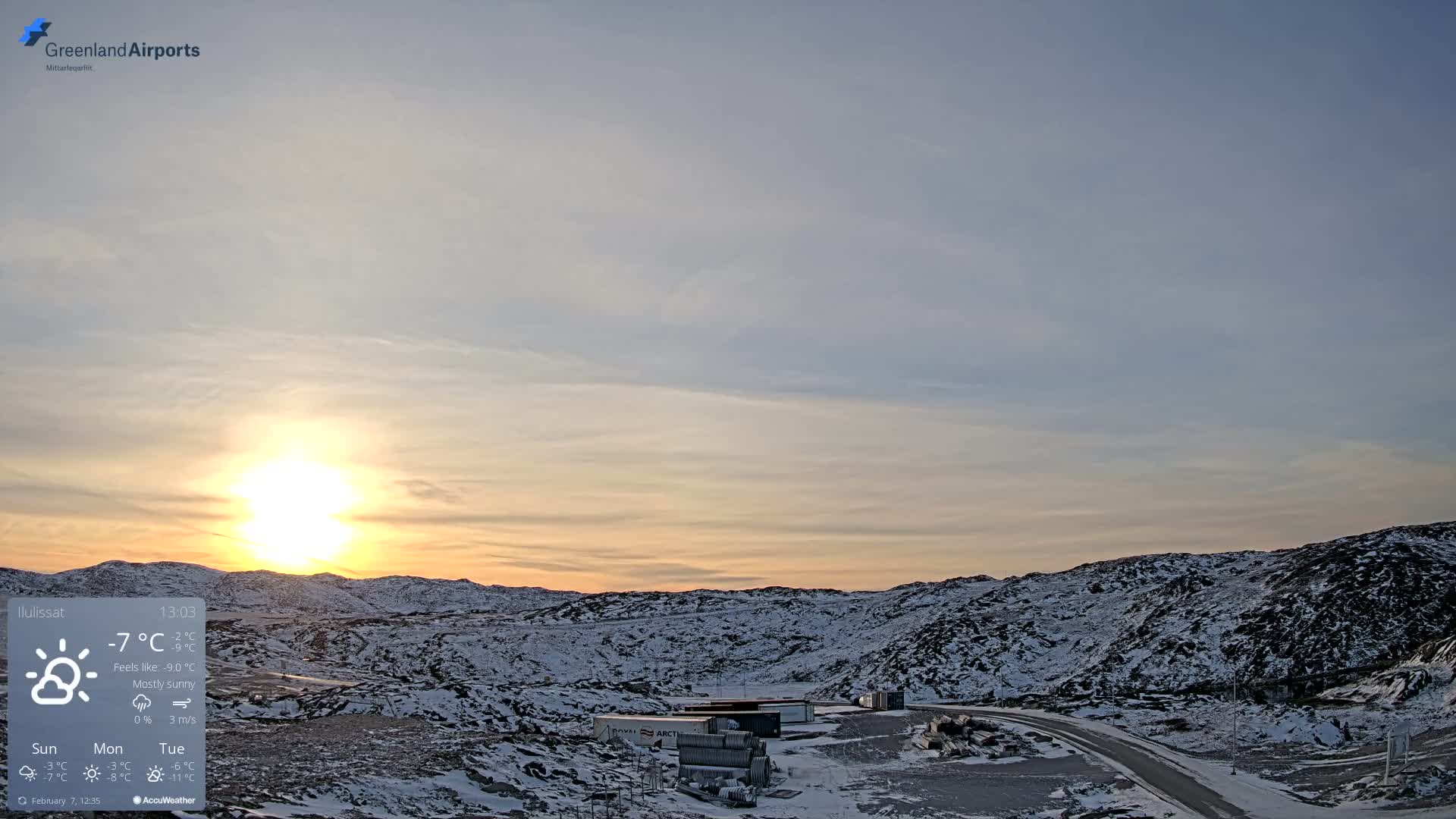 Ilulissat Airport South Gate View Live Cam JAV / BGJN - Ilulissat, Avannaata, Greenland, Denmark