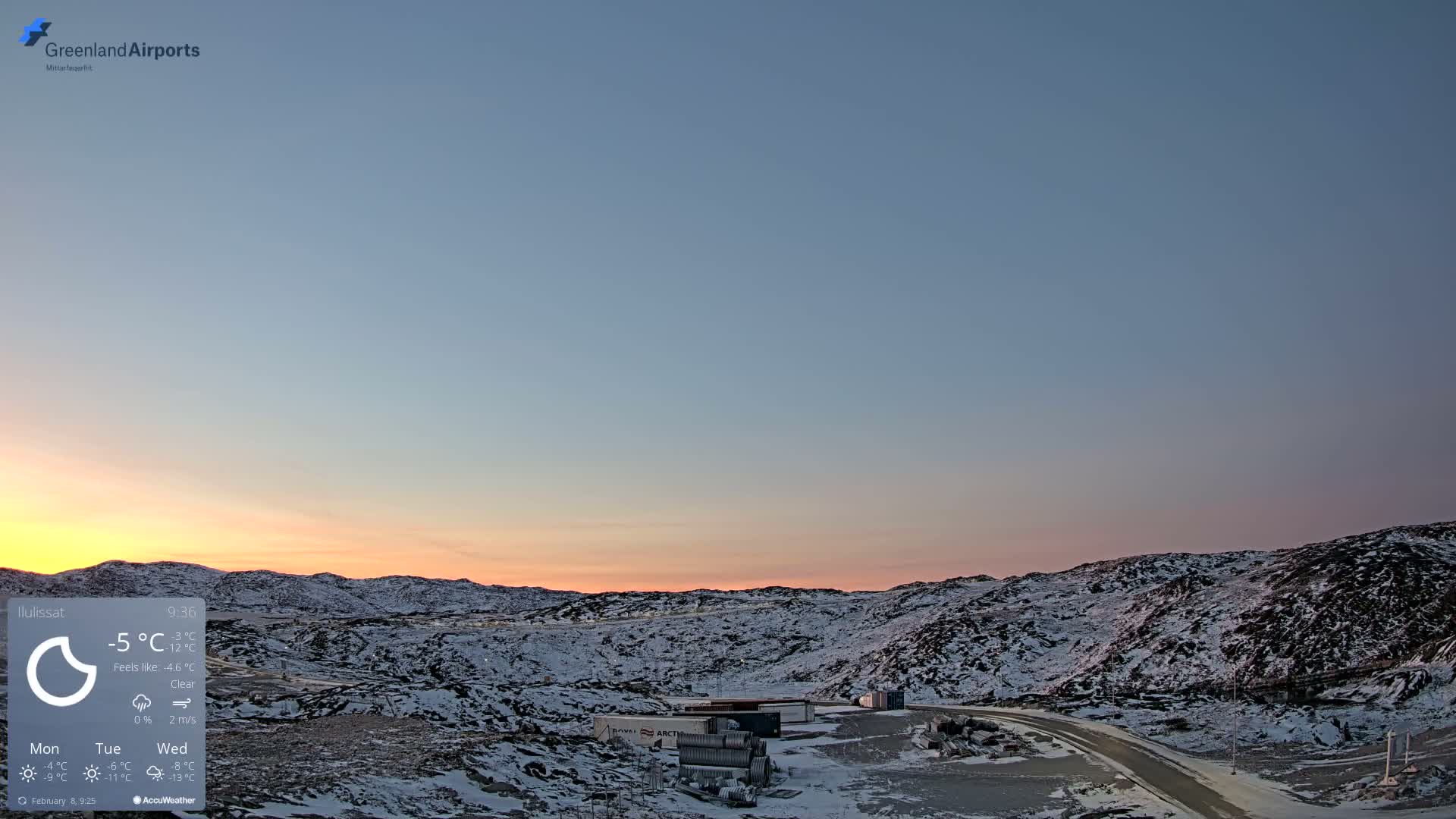 Ilulissat Airport South Gate View Live Cam JAV / BGJN - Ilulissat, Avannaata, Greenland, Denmark