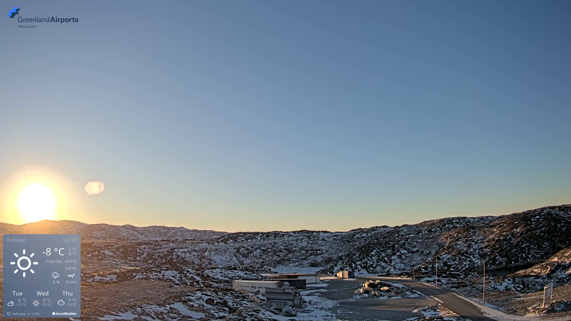 Ilulissat Airport South Gate View Live Cam JAV / BGJN - Ilulissat, Avannaata, Greenland, Denmark