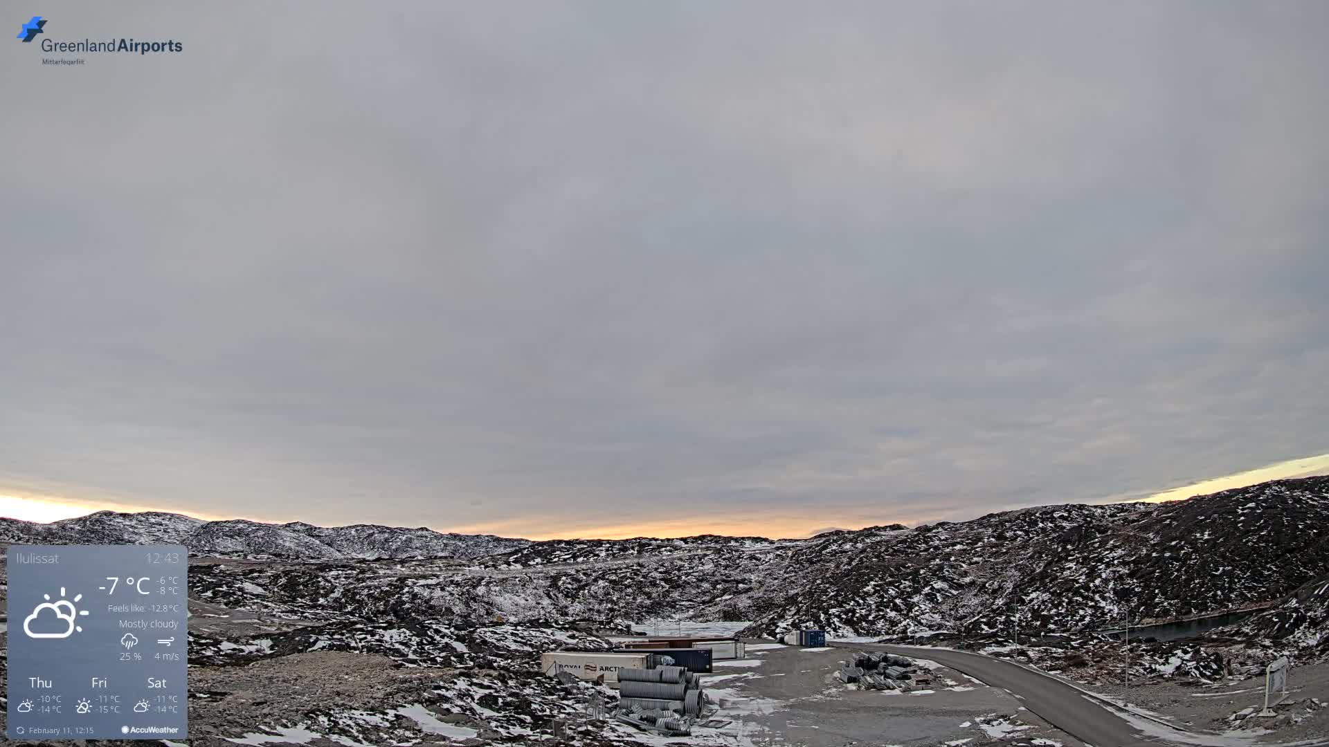 Ilulissat Airport South Gate View Live Cam JAV / BGJN - Ilulissat, Avannaata, Greenland, Denmark