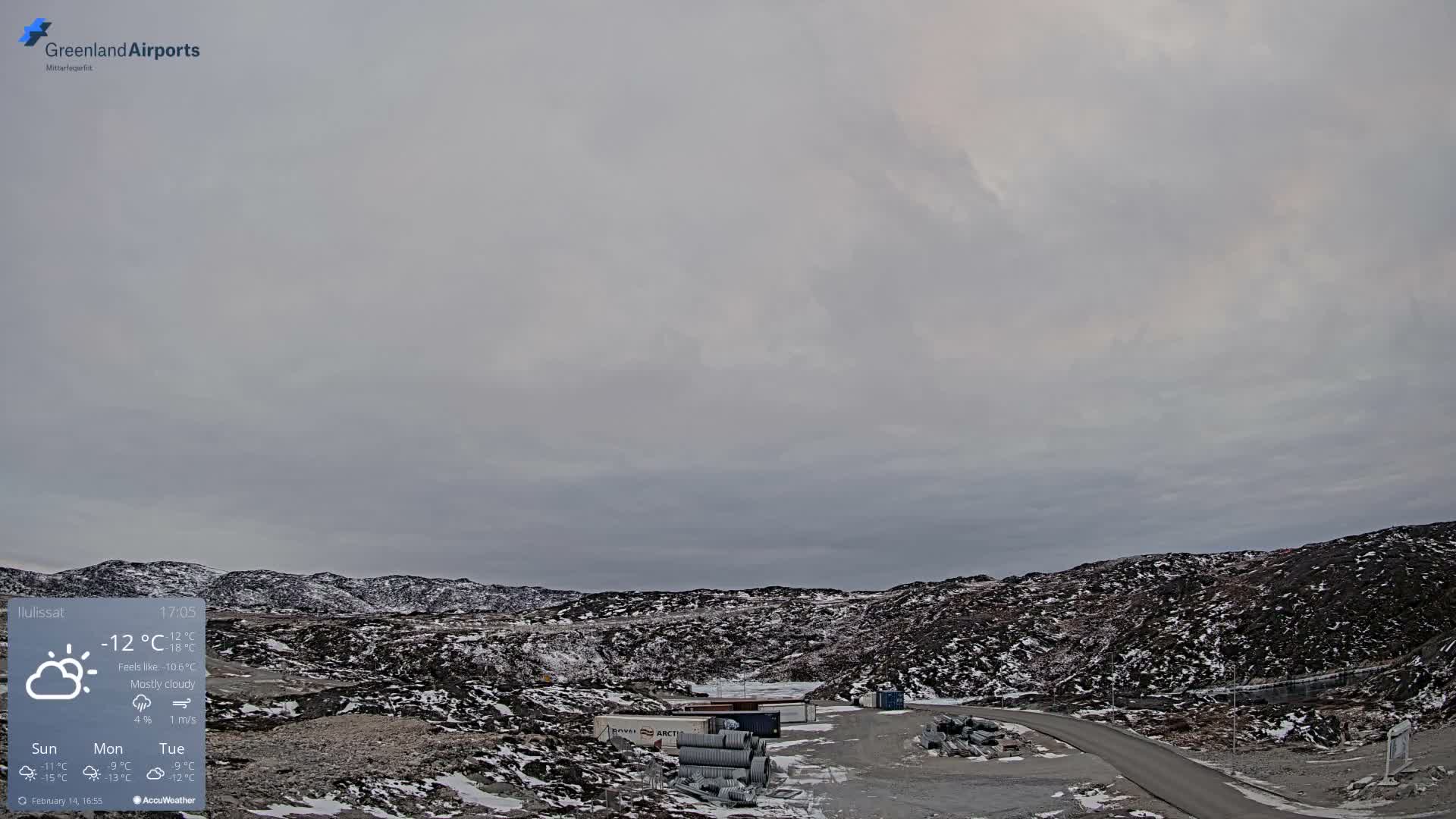 Ilulissat Airport South Gate View Live Cam JAV / BGJN - Ilulissat, Avannaata, Greenland, Denmark