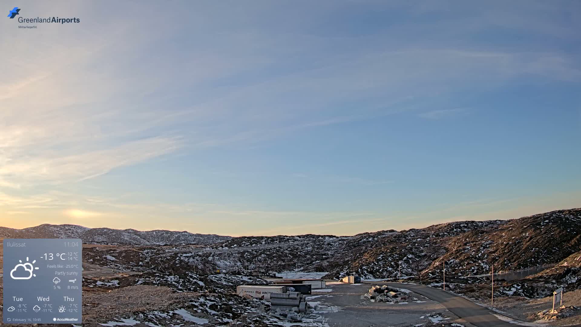 Ilulissat Airport South Gate View Live Cam JAV / BGJN - Ilulissat, Avannaata, Greenland, Denmark