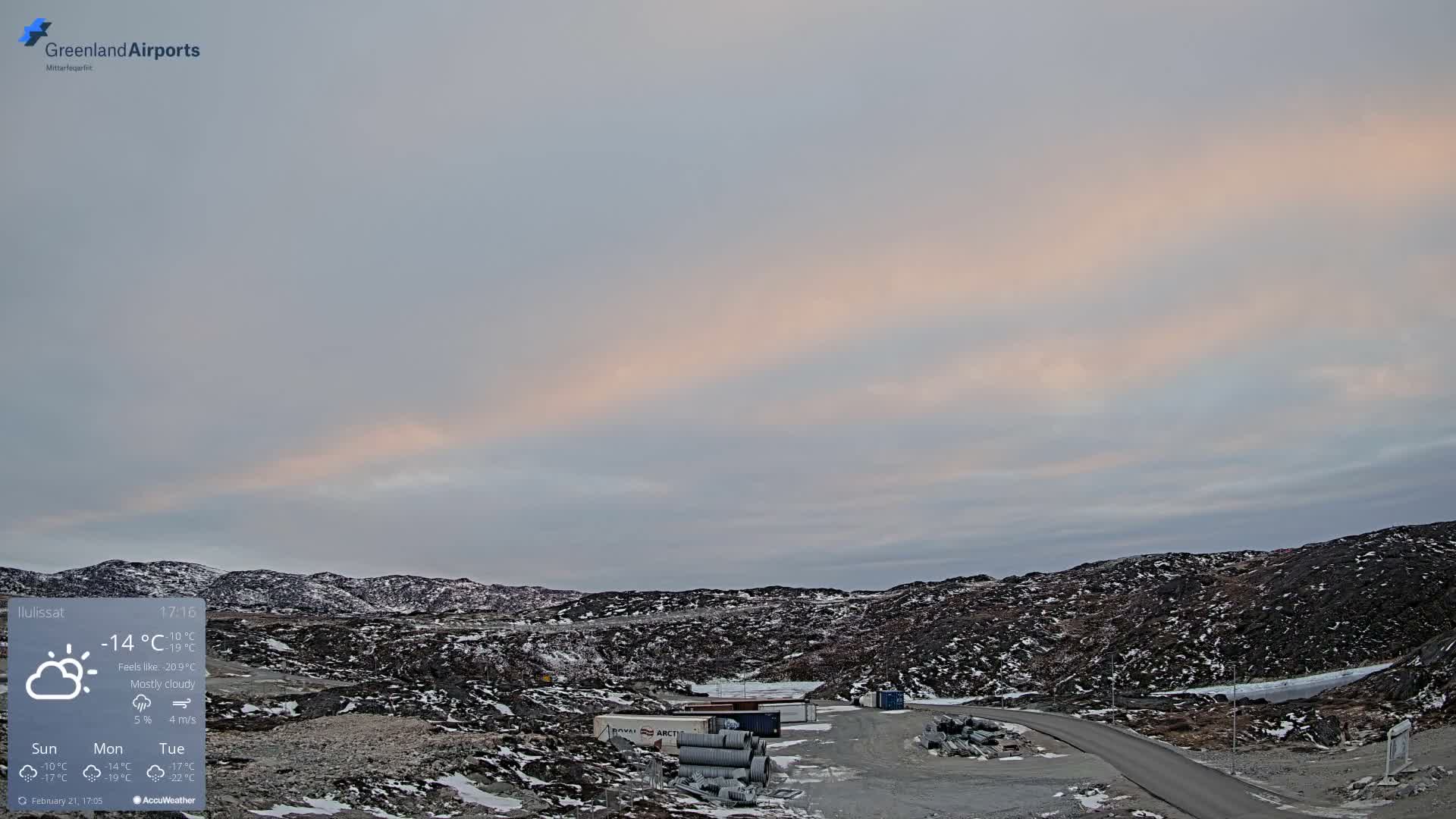 Ilulissat Airport South Gate View Live Cam JAV / BGJN - Ilulissat, Avannaata, Greenland, Denmark
