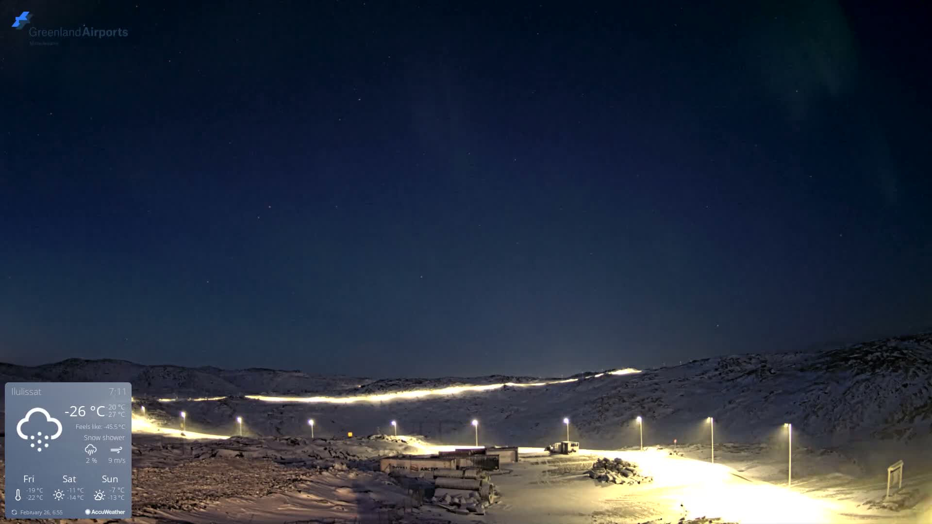 Ilulissat Airport South Gate View Live Cam JAV / BGJN - Ilulissat, Avannaata, Greenland, Denmark